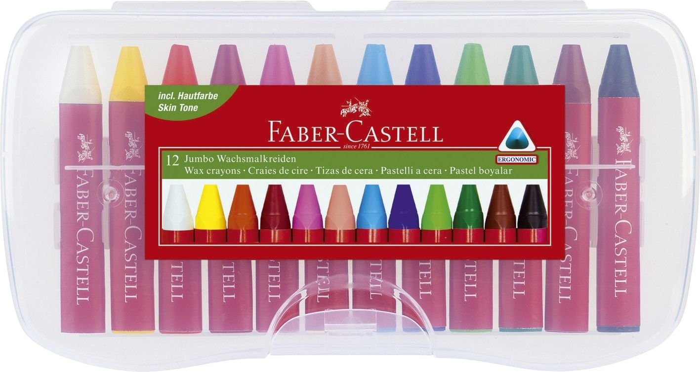 Faber-Castell FABER-CASTELL Dreikant-Wachsmalkreide Jumbo, 12er Tintenpatrone Etui