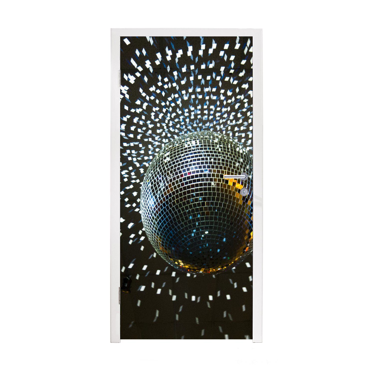 MuchoWow Türtapete Eine Discokugel an der Decke, Matt, bedruckt, (1 St), Fototapete für Tür, Türaufkleber, 75x205 cm