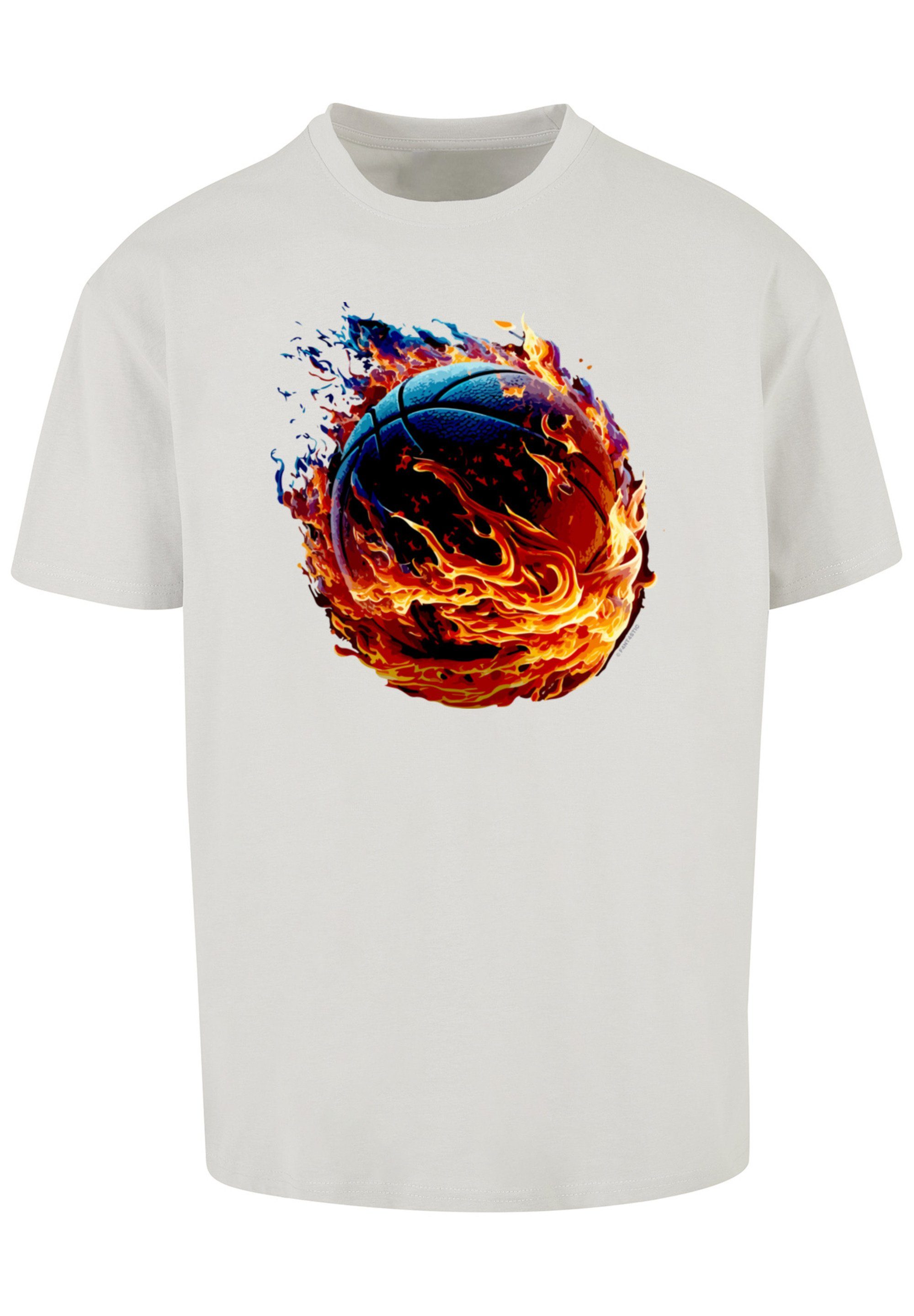 Fire TEE F4NT4STIC lightasphalt On OVERSIZE Basketball Print T-Shirt Sport