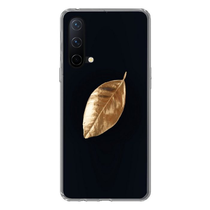 MuchoWow Handyhülle Blätter - Schwarz und Gold - Luxus - Natur - Pflanzen Phone Case Handyhülle OnePlus Nord CE 5G Silikon Schutzhülle