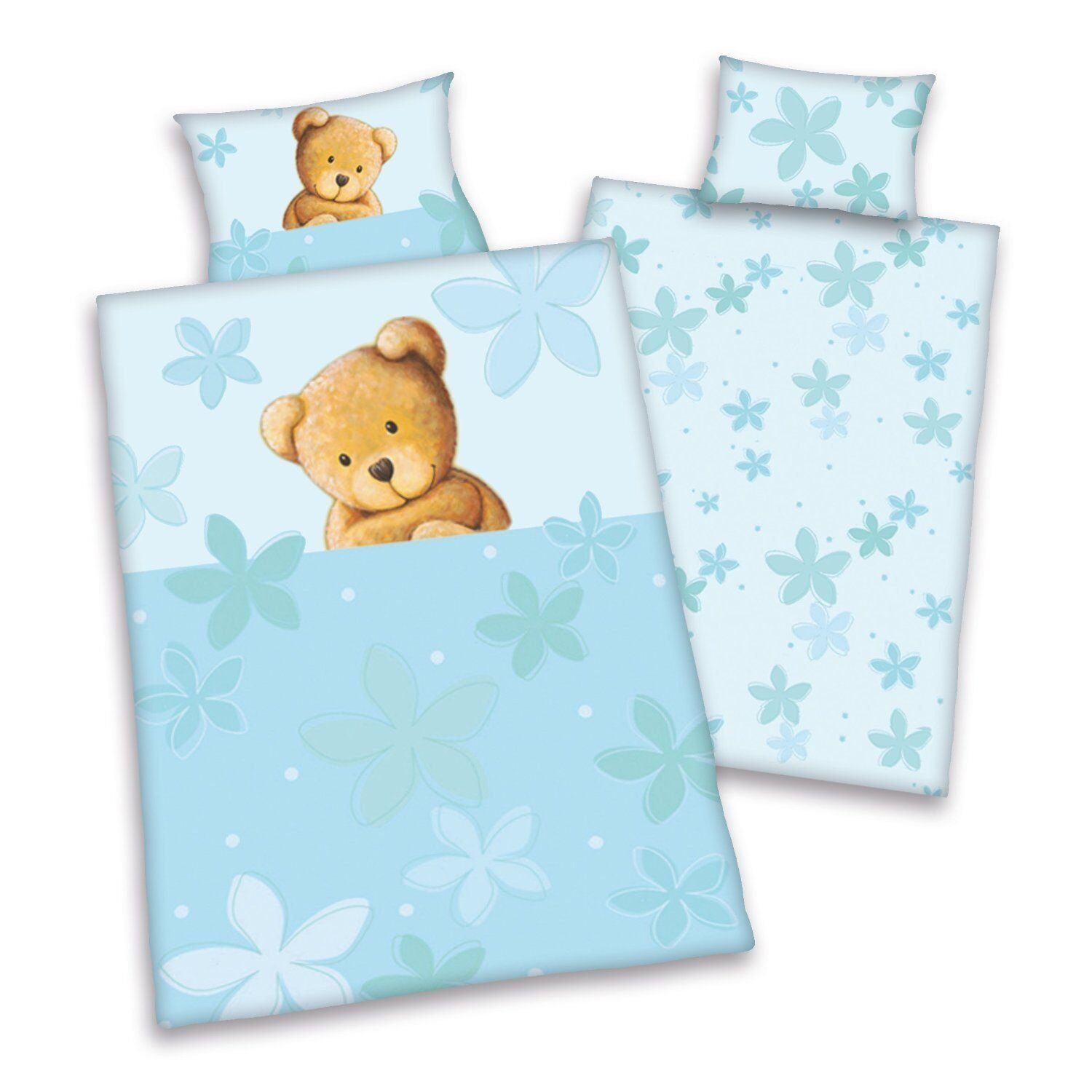 Herding Babybettwäsche Bärchen blau 40 x 60 100 x 135 cm