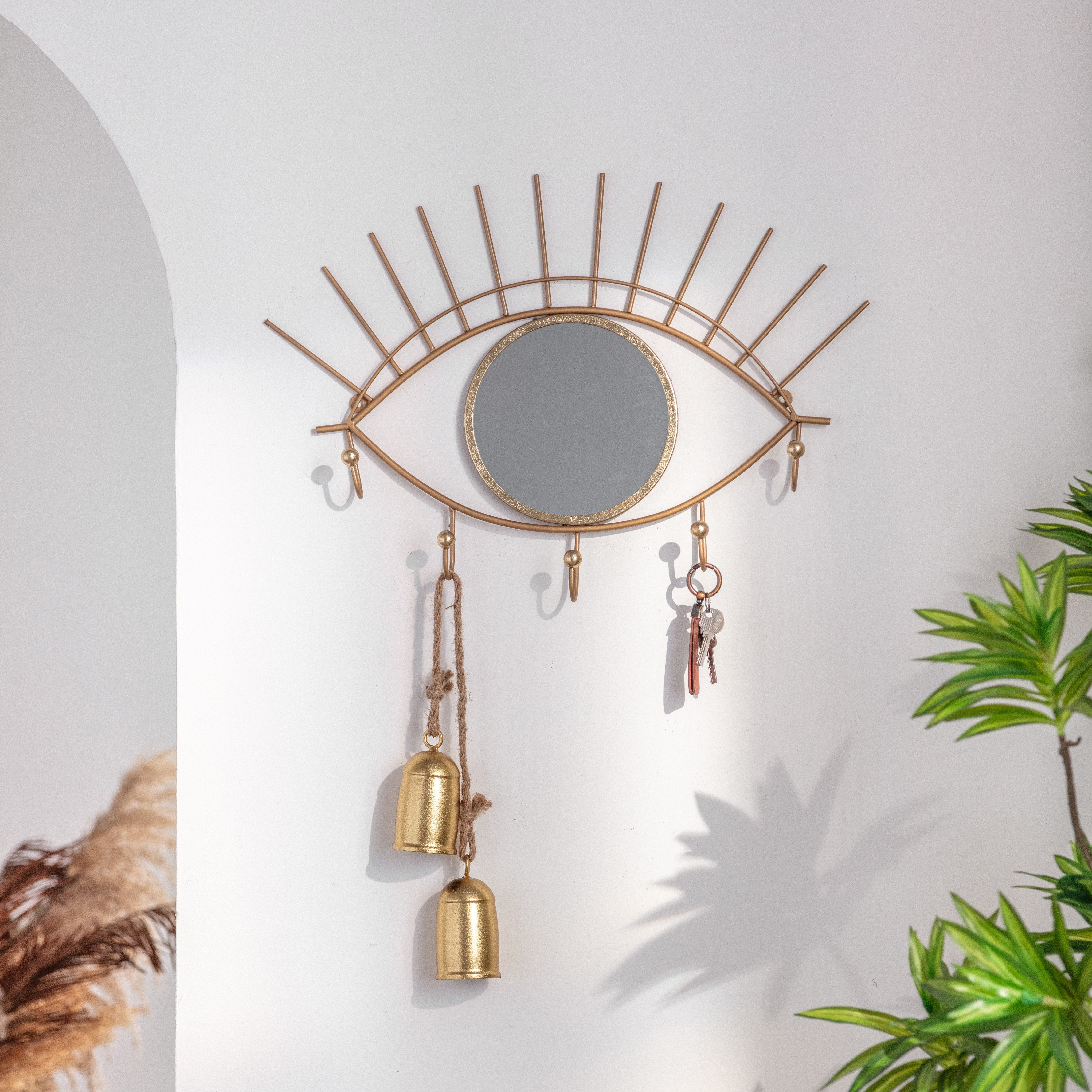 K&L Wall Art Wandspiegel Metall Wandhaken Metallspiegel Antik Goldoptik Gar günstig online kaufen