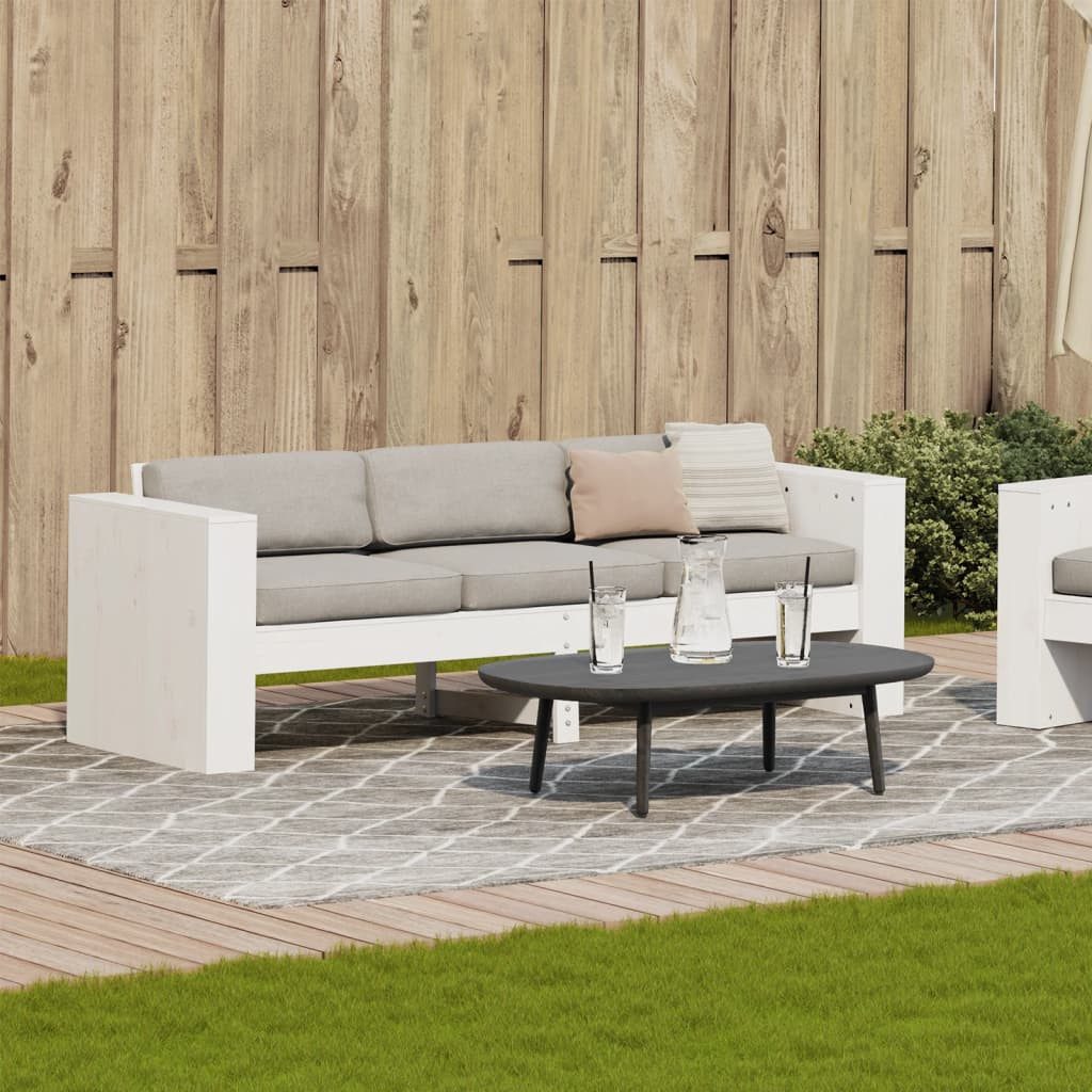 vidaXL Loungesofa Gartensofa 3-Sitzer Weiß 189x60x62 cm Massivholz Kiefer