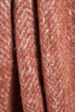 Wohndecke Jolba, weiche Kuscheldecke mit Fransen, 25 % Wolle, 130x170 cm, carla&marge, Tagesdecke / Plaid in Terrakotta und Weiß
