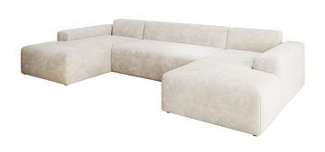 PROMETO Möbel Ecksofa Empire Ecksofa U-Form, Sofa U-Form Beige und Grau