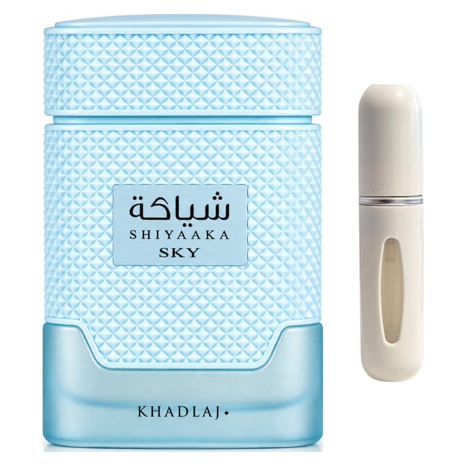 Khadlaj Duft-Set Shiyaaka Sky EDP – Frisch Blumig Holzig + Parfümzerstäuber (leer)