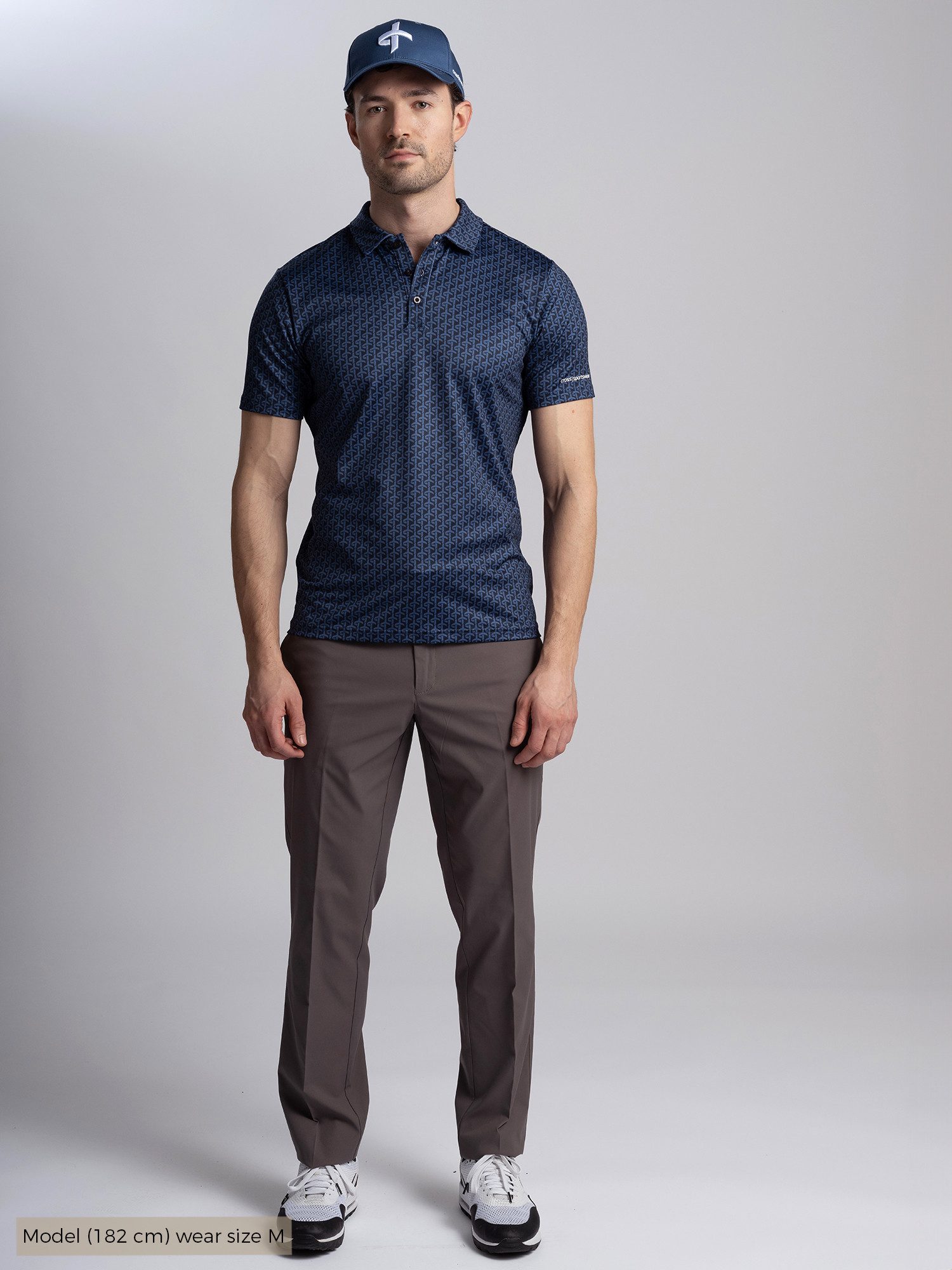 Cross Sportswear Poloshirt Cross Golfpolo Austin Dunkelblau-Gemustert Herren