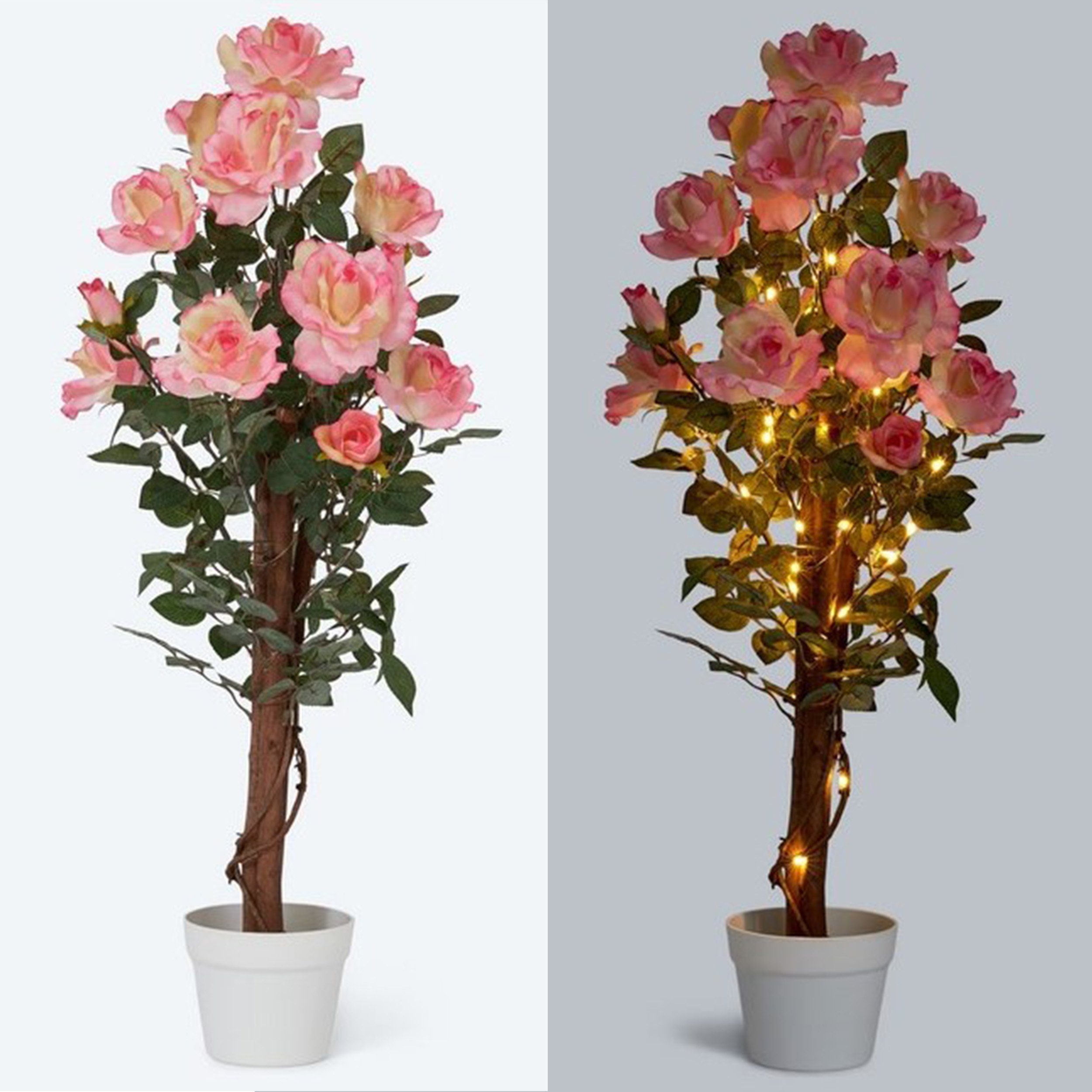 Kunstpflanze Rosenbaum mit LED-Beleuchtung - Künstliche Blumen, Pflanzen im  Topf Rosen, Online-Fuchs, 90 cm Höhe