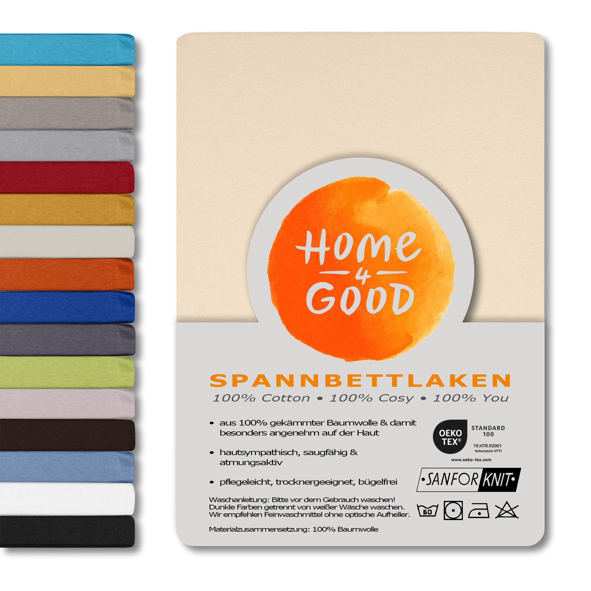 home4good Spannbettlaken viele Größen, viele Farben, 100% Baumwolle, OEKO-T günstig online kaufen