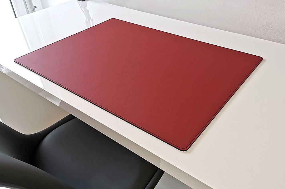 Profi Mats Schreibtischunterlage PM Schreibtischunterlage Echt Leder 90 x 50 Weinrot ohne Mauspad