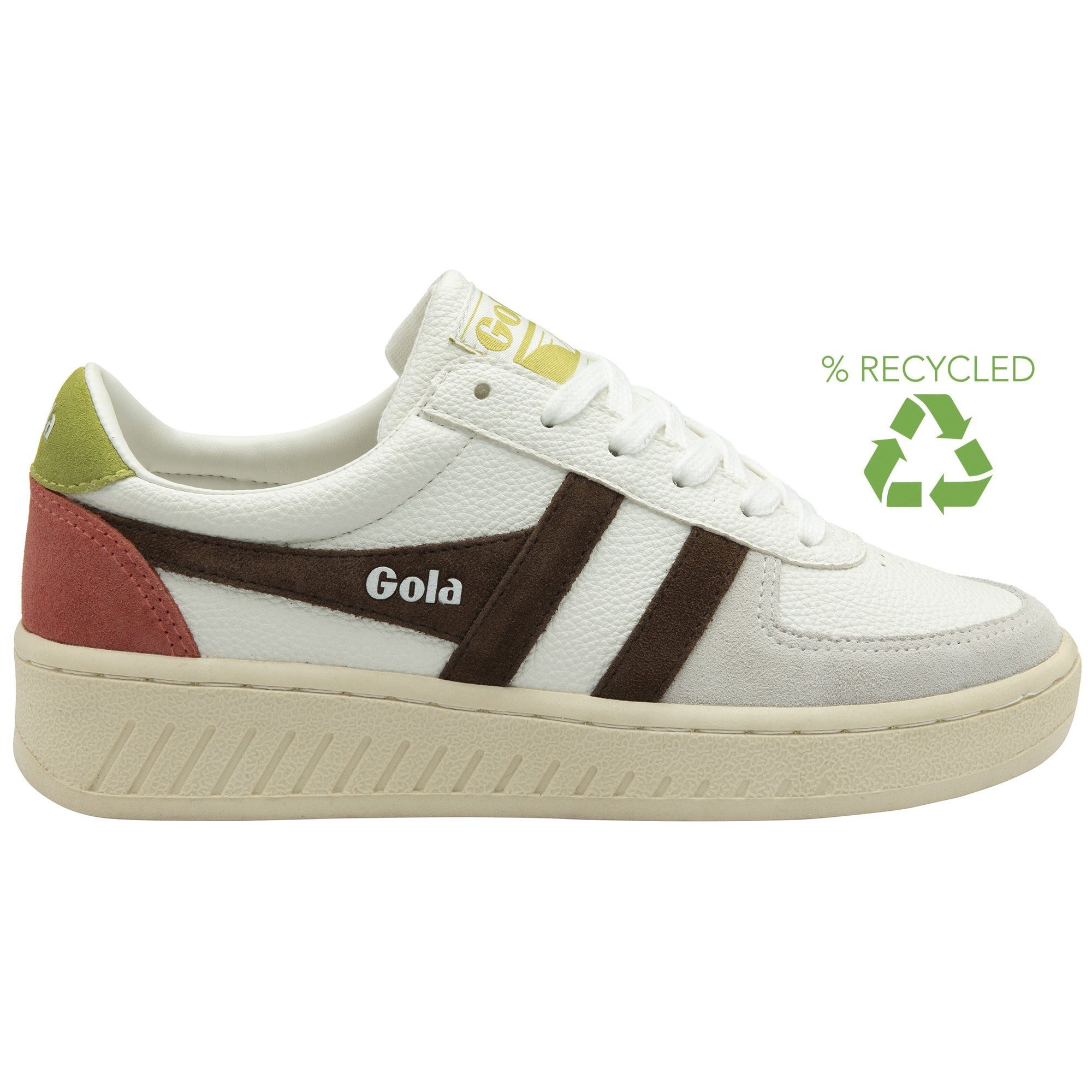 Gola Grandslam Trident weiss/dunkelbraun/moosgrün Damen Sneaker