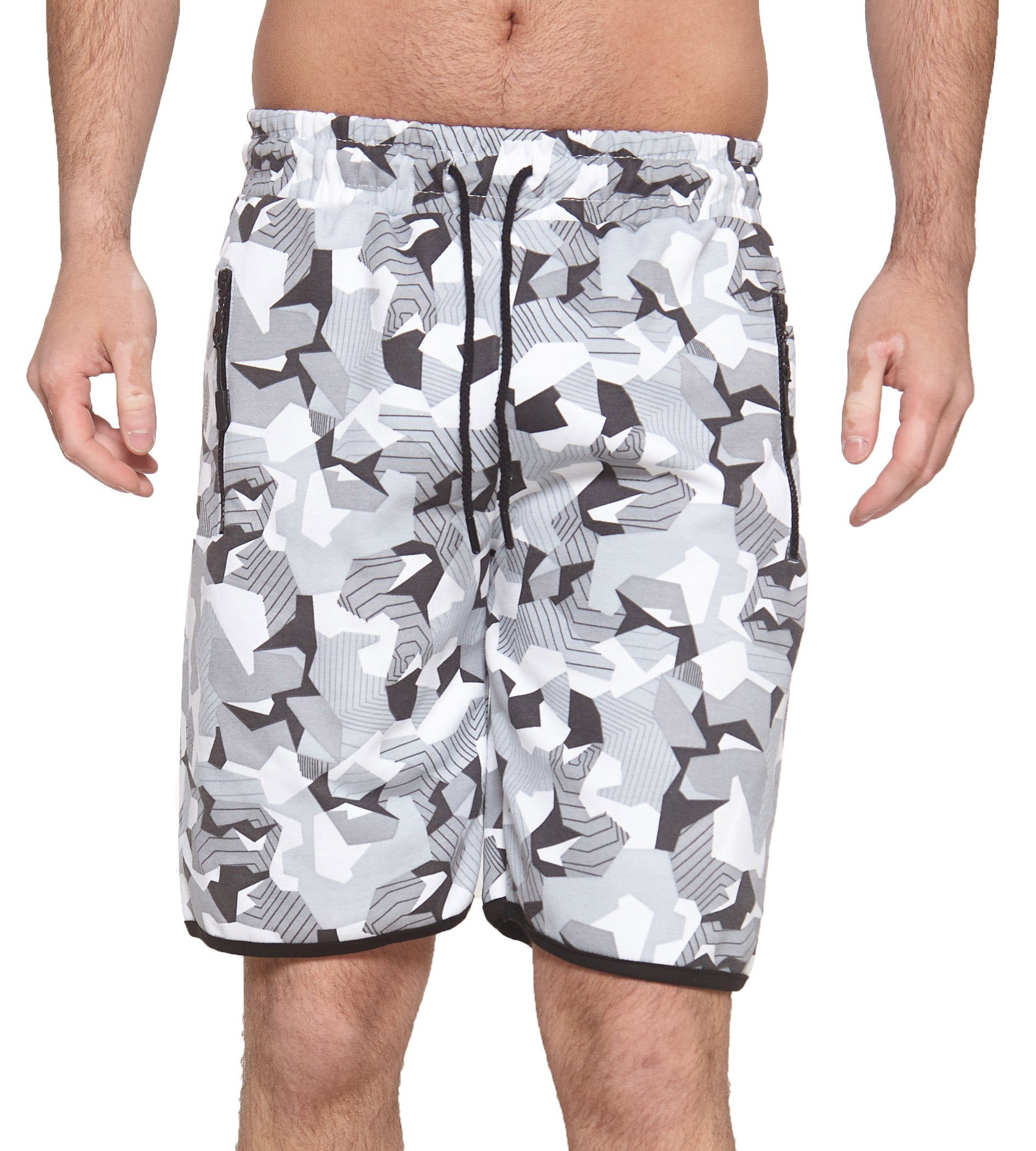 Camouflage Fitness Freizeit Streetwear John Casual Jogging (Kurze Design) modischem 1-tlg., Kayna Jogger Hose Sweatpants, Bermudas Herren im Shorts Hose Grau
