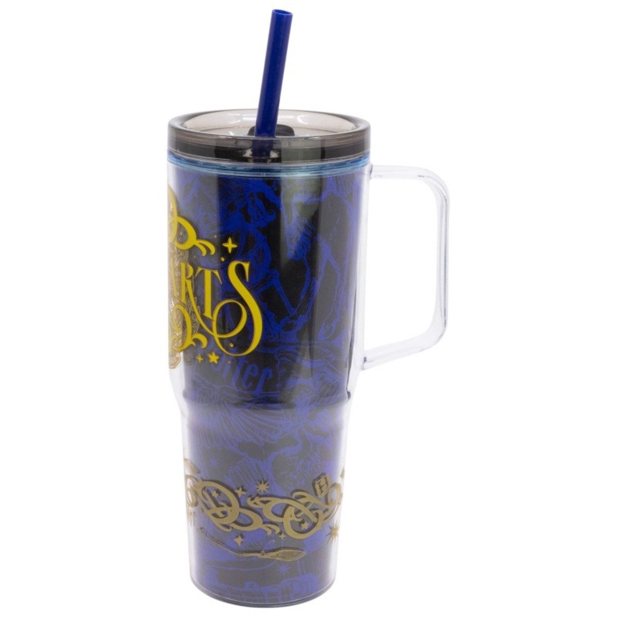 Harry Potter Trinkflasche Trinkbecher mit Strohhalm und Henkel Doppelwandig 860 ml