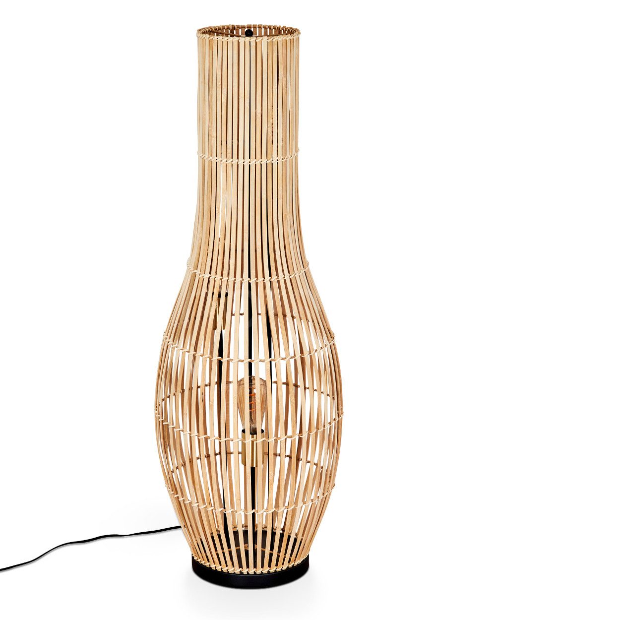 hofstein Stehlampe Stehlampe aus Metall/Bambus in Schwarz/Goldfarben, ohne günstig online kaufen