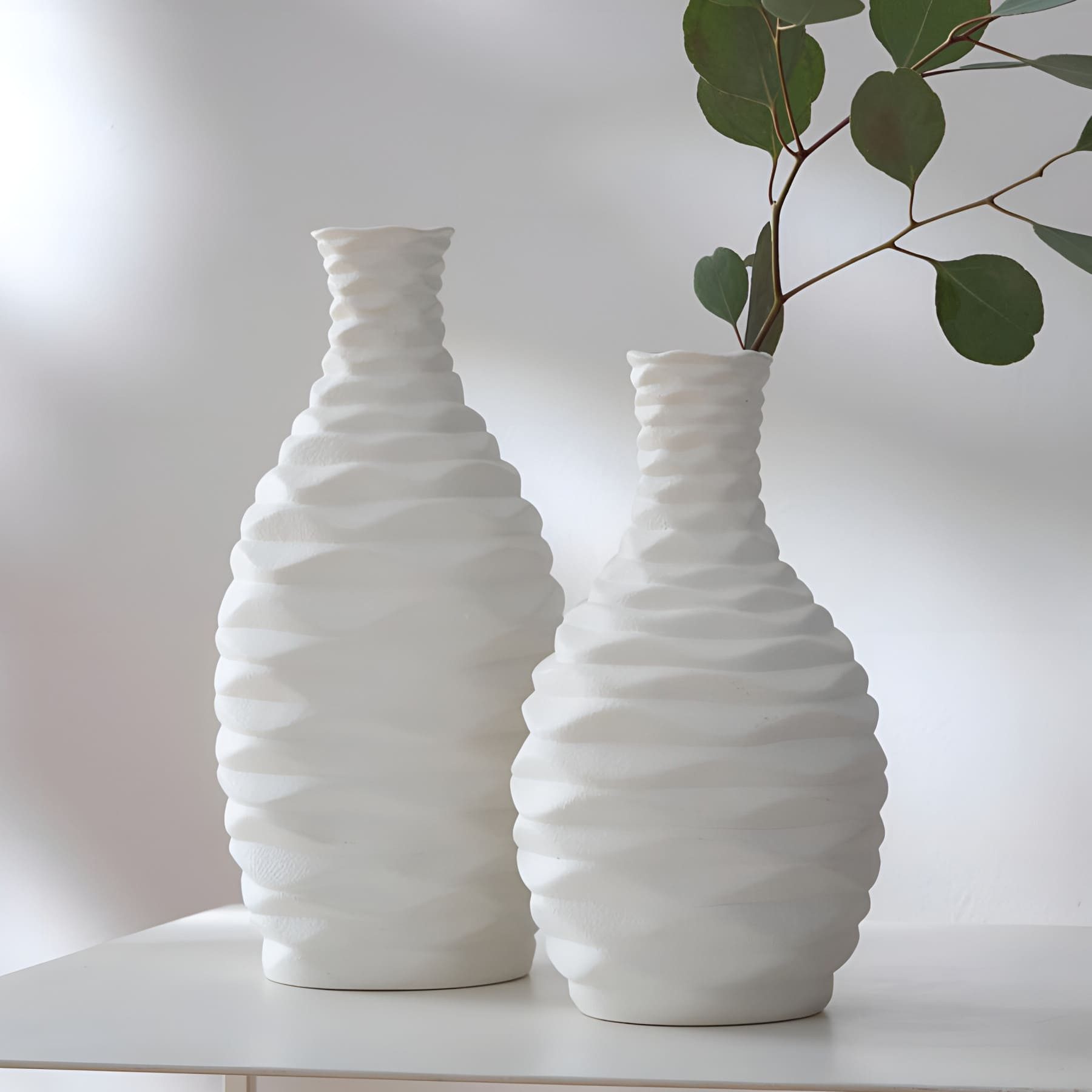 Dekoleidenschaft Dekovase "White" aus Porzellan, creme-weiß, Blumenvase, Vasen-Set, Tischvase (2 St., im Set), 24 + 28 cm hoch