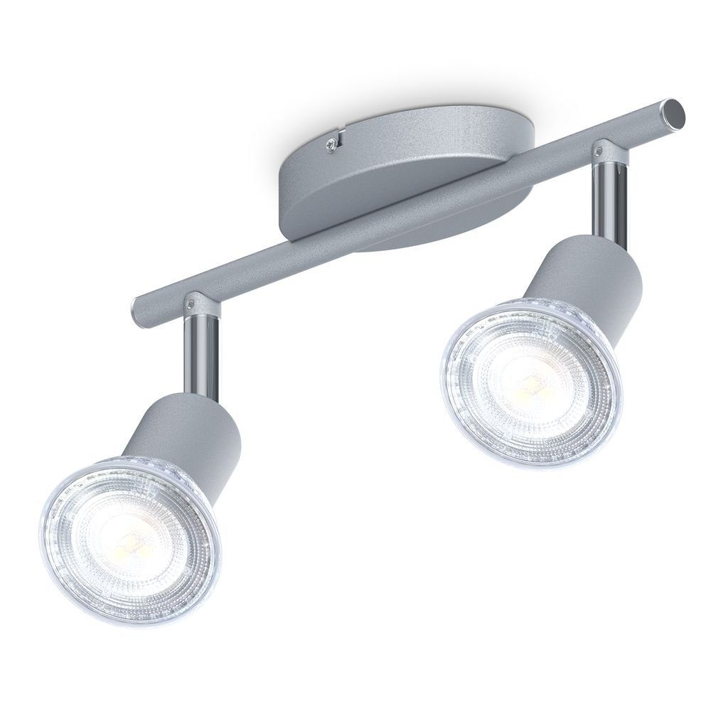 B.K.Licht Deckenleuchte IP20 - Deckenspot schwenkbar 2x 400lm LED 2x LED 4000K Deckenstrahler dreh- wechselbar, 5W Titanfarbig BKL1408, Neutralweiß, GU10