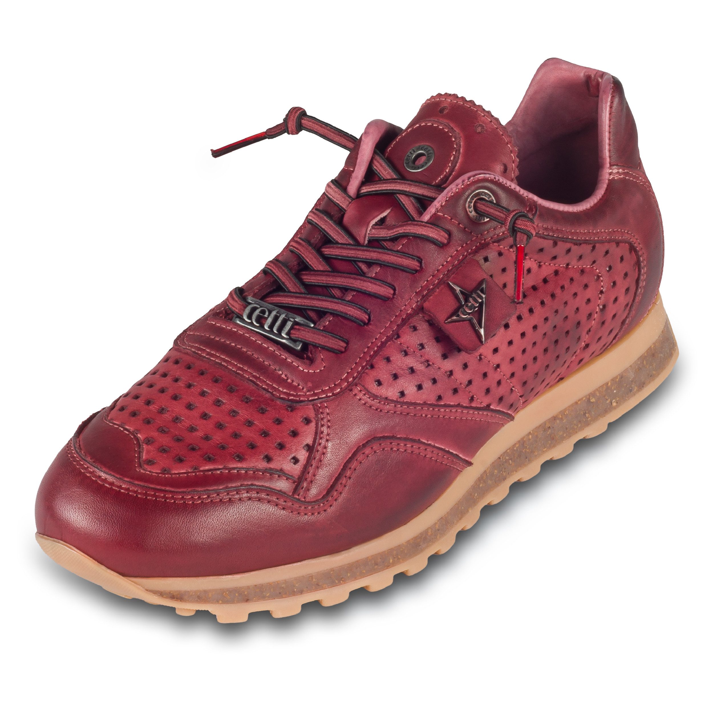 Cetti Herren Leder Sneaker C848, rot, Herbst (used tin burdeos) Sneaker Gefertigt in Spanien