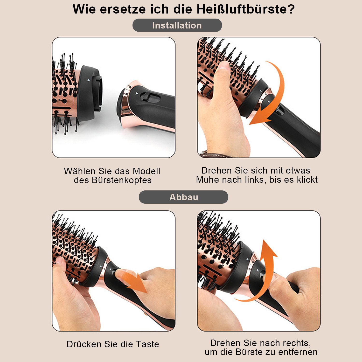 REDOM Haarglättbürste 5-in-1 Warmluftbürste Multistyler Glättbürste Haarstyler, mit Ionenpflege Antifrizz Volumen Für Glätten Trocknen Volumen Locken