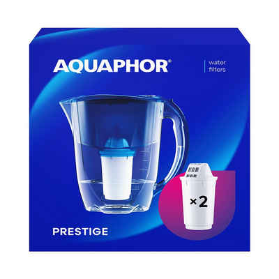 AQUAPHOR Wasserfilter Set Prestige blau - inkl. 2x Filterkartuschen A5, 350l., Zubehör für Zubehör für Filterkartuschen AQUAPHOR A5, A5H hartes Wasser & A5 Magnesium, Reduziert Kalk, Chlor & weiteren Stoffen. BPA frei