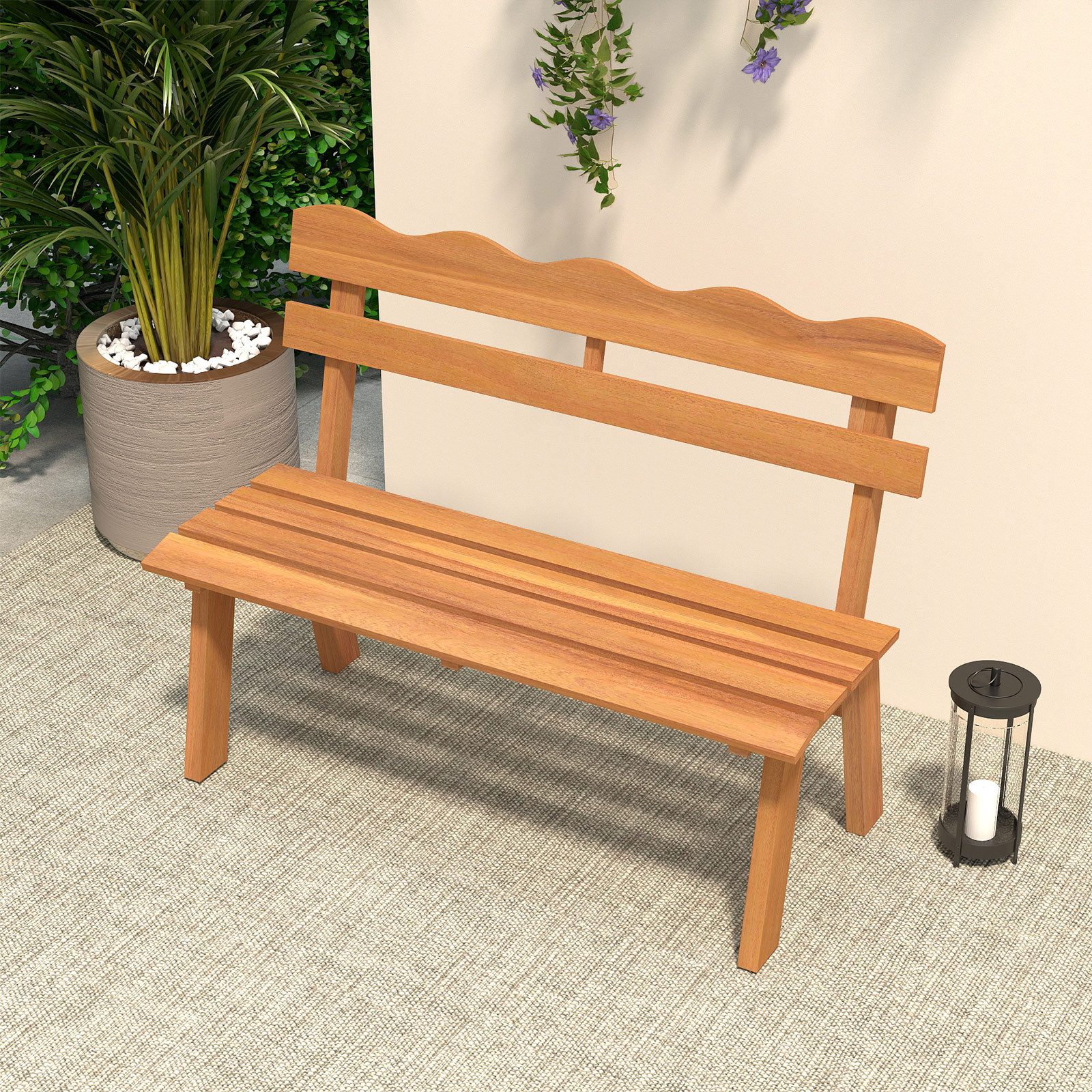 COSTWAY Gartenbank, Akazienholz wetterfest Sitzbank 2-Sitzer 360 kg 47,5x105x80cm