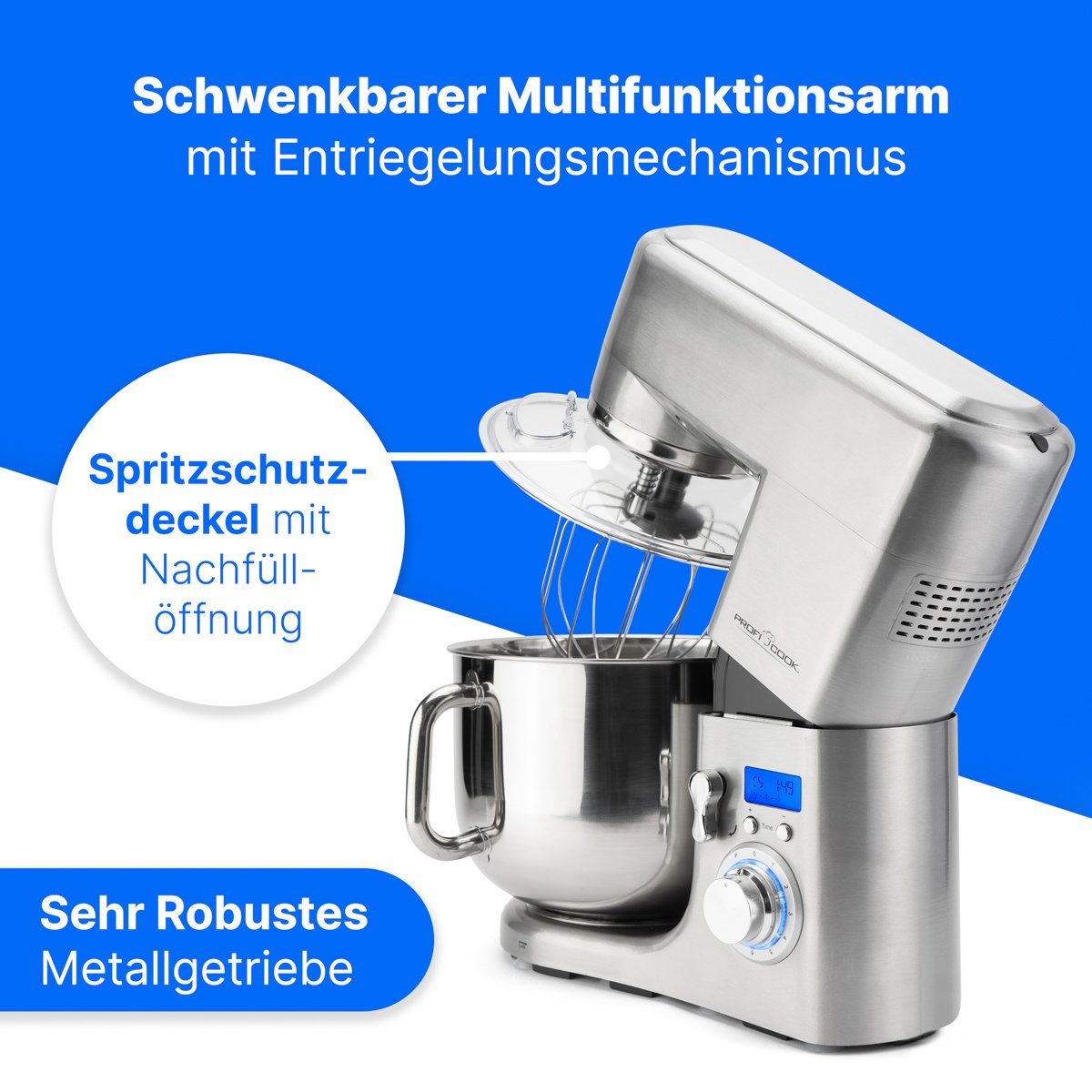 ProfiCook Küchenmaschine PC-KM 1096, mit XXXL-Schüssel, max. 7,5kg Teigzubereitung