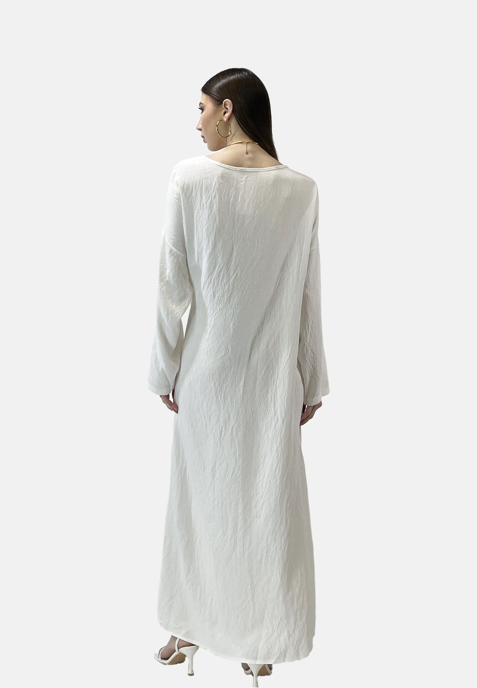 Elara Maxikleid — Damen Abaya One Size mit Bindeschleife und lockerem Maxischnitt