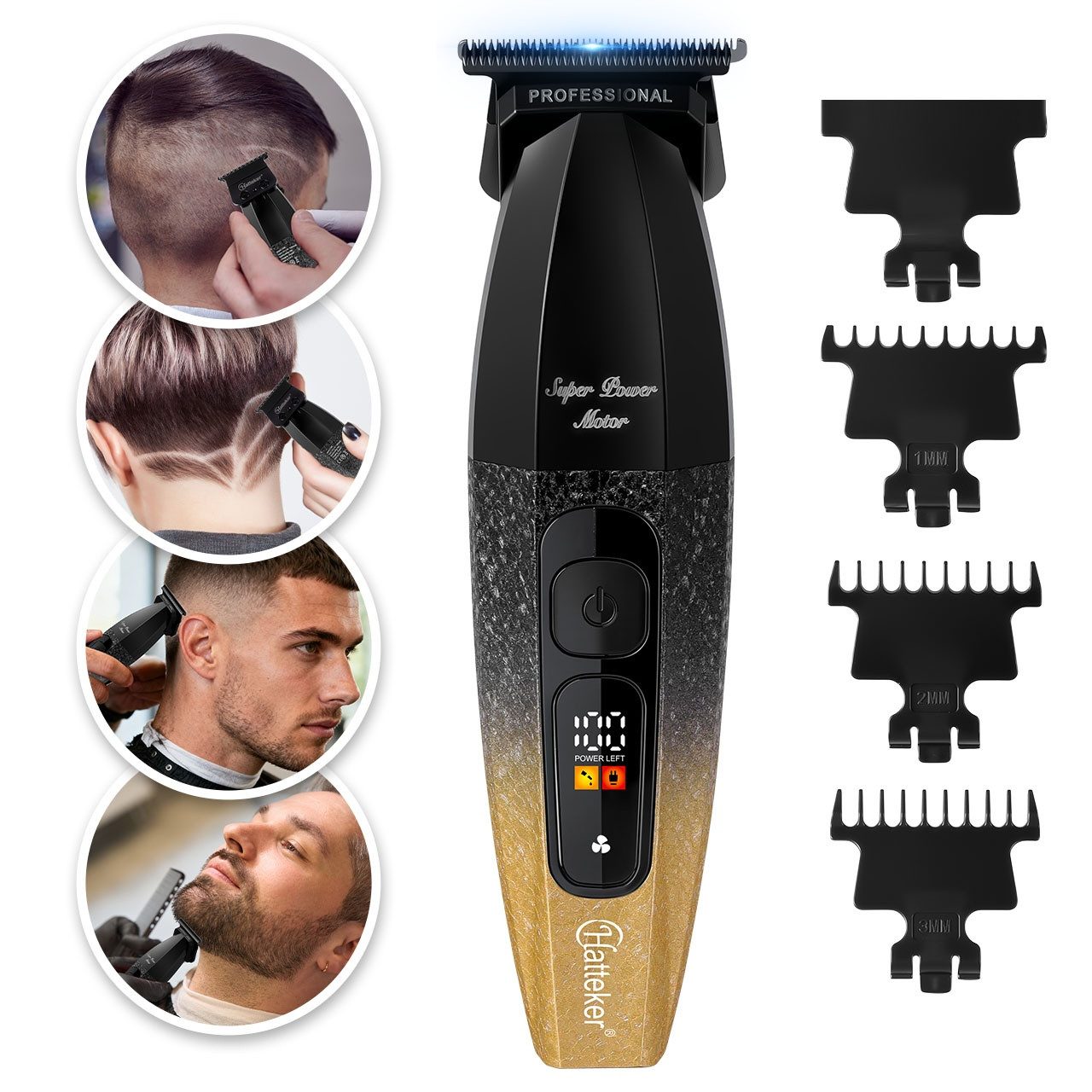 Scttomon Haarschneider G56, Barttrimmer, Trimmer für Haare & Bart, 8000 RPM, LED-Display