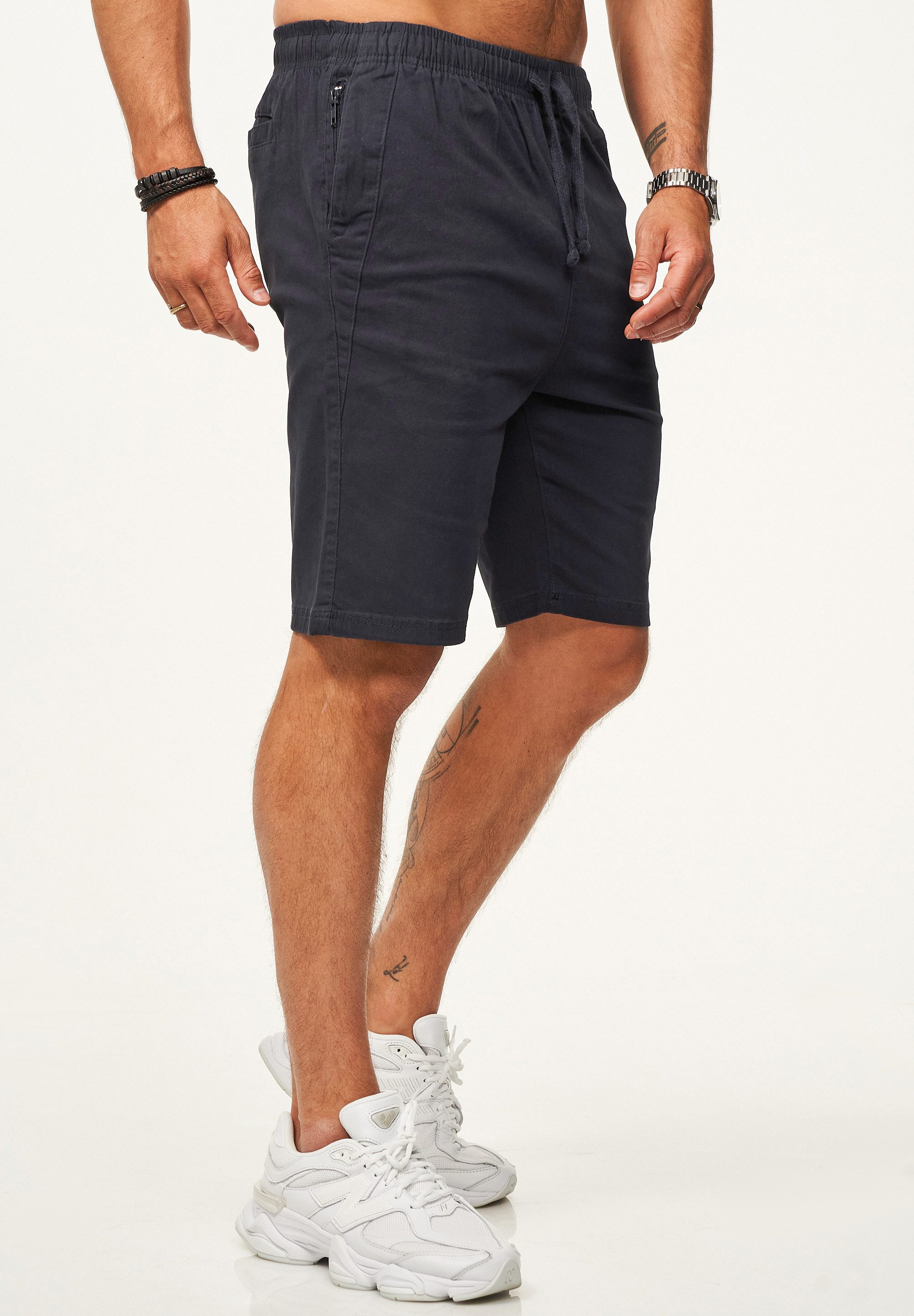 SOULSTAR Chinoshorts mit Gummibund & Tunnelzug - Kurze Hose für Herren Regular-Fit Sommershorts mit Elasthan-Anteil Bermuda & Zipper-Tasche