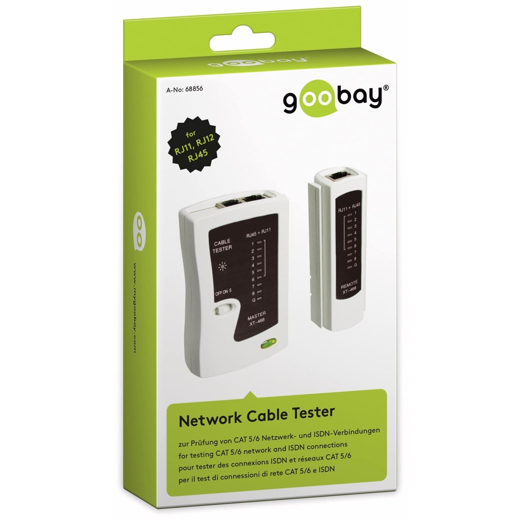 Thumbnail - Goobay Leitungsortungsgerät GOOBAY Netzwerk-Kabeltester 68856, CAT.5/6, ISDN