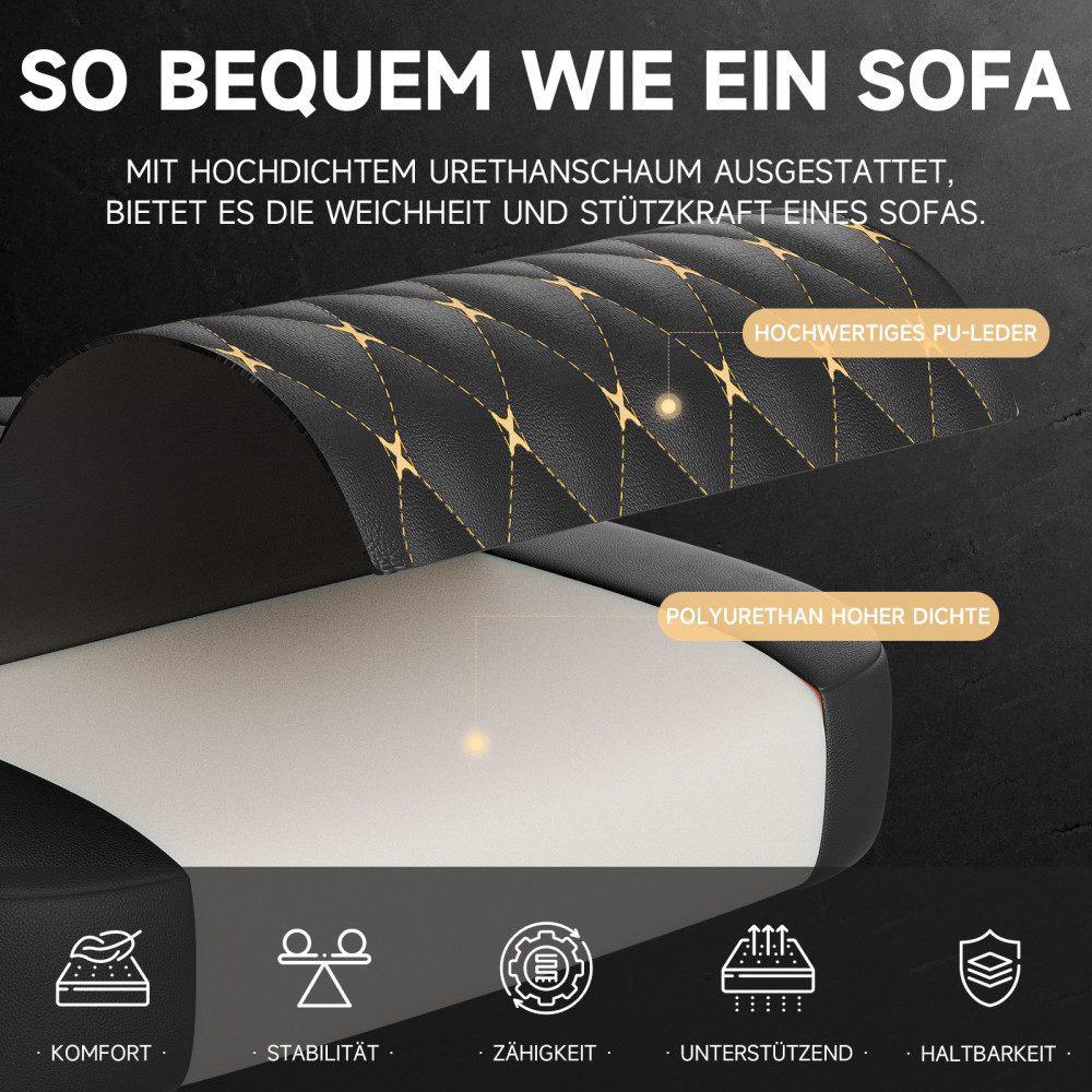BBWL Gaming-Stuhl PVC Leder Ergonomischer Massage Gamer Sessel mit Fußstütze, Gaming Stuhl, PC Bürostuhl 150 kg belastbar – Bild 5 von 5