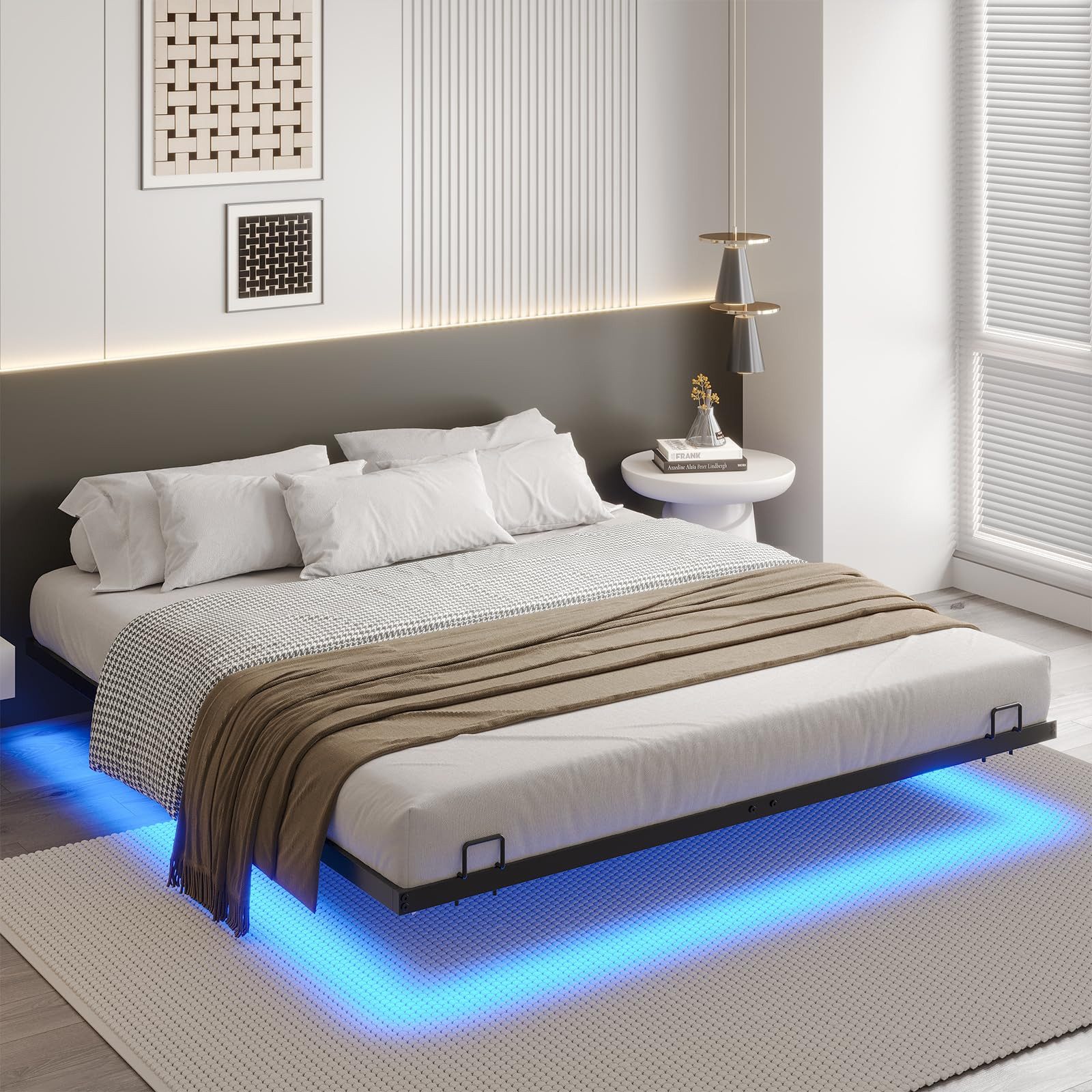 MSMASK Metallbett Schwebebett Bettgestell mit LED-Beleuchtung günstig online kaufen