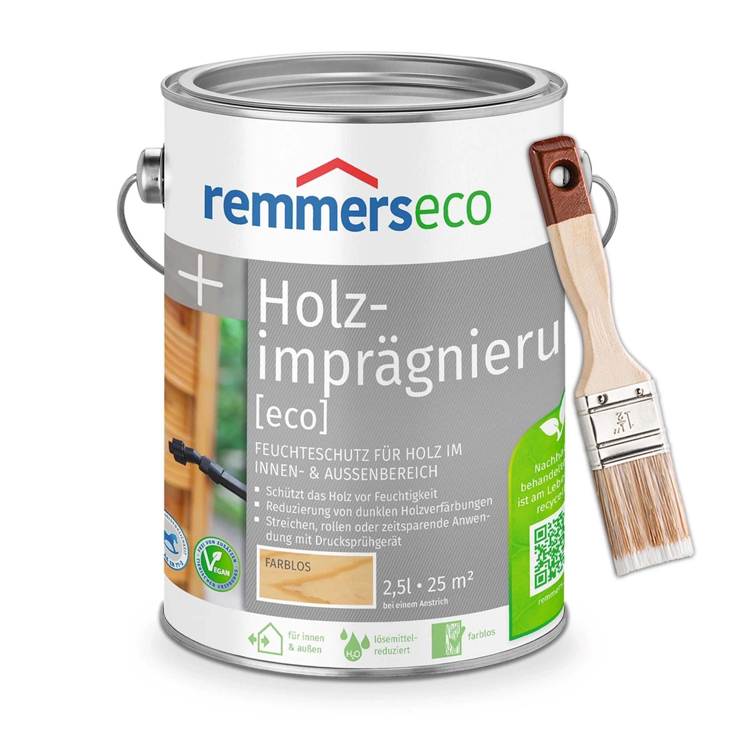 Bandloo Holzschutzlasur Bandloo Set Remmers Holzimprägnierung eco 5L Farblos + Pinsel