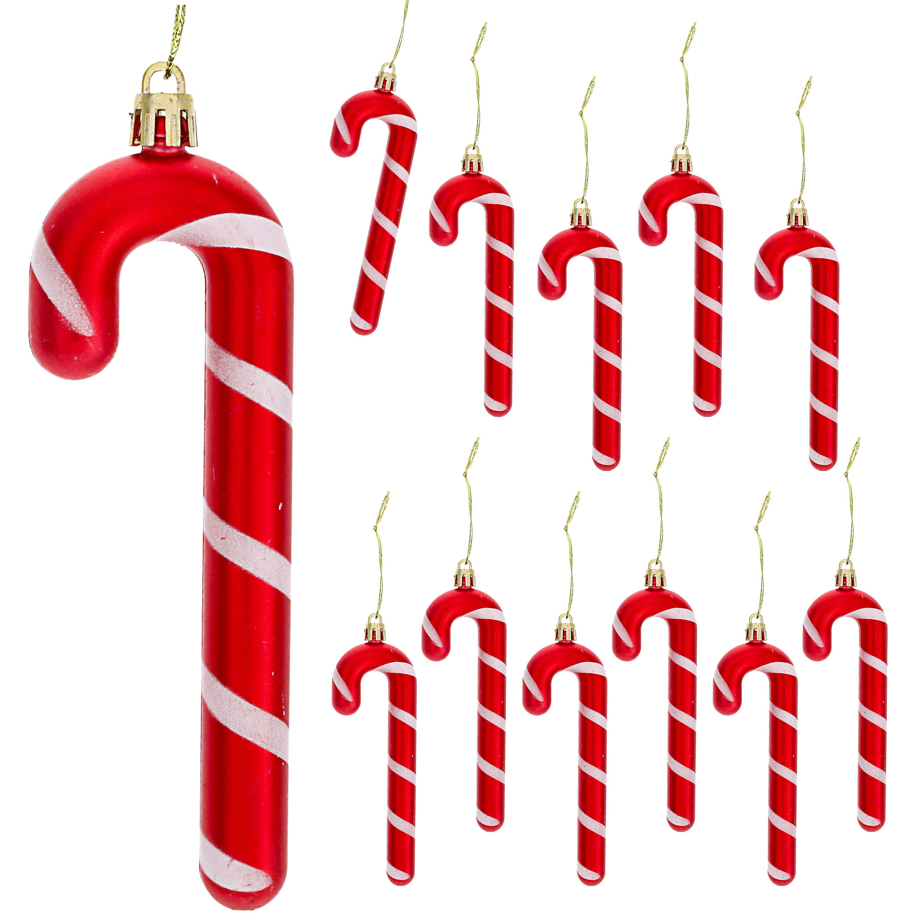 CEPEWA Christbaumschmuck Christbaumschmuck Zuckerstange 12er Set handbemalt H12cm PP rot weiß