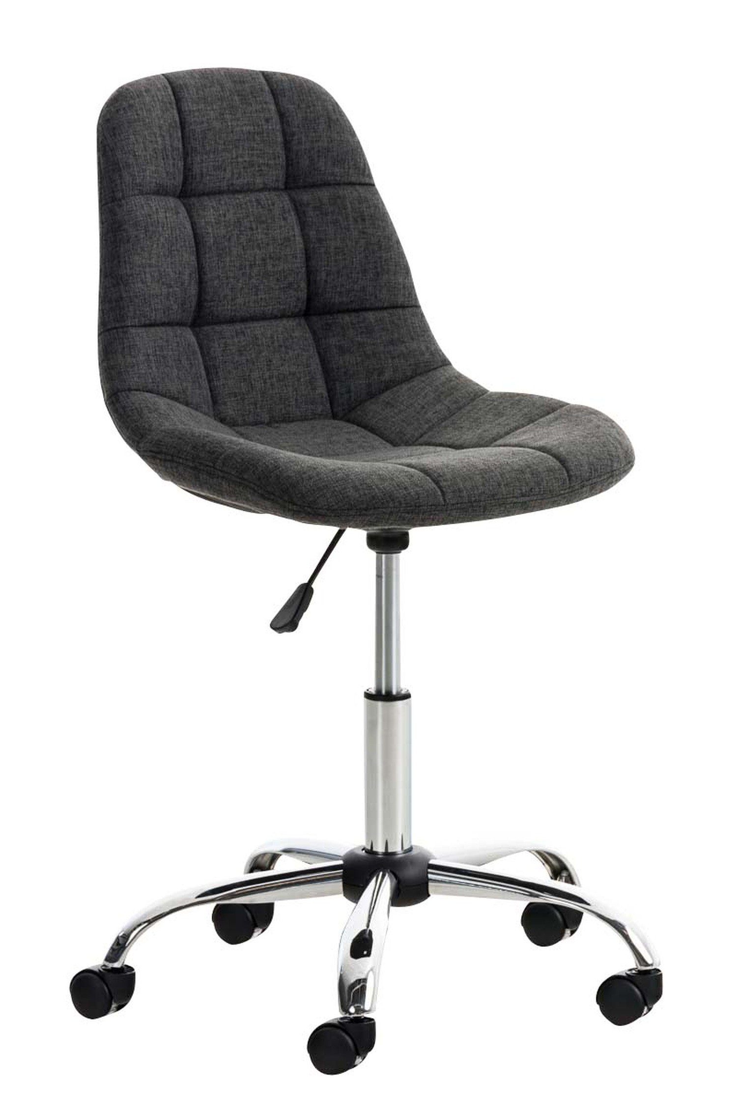 TPFLiving Bürostuhl Emily mit bequemer Rückenlehne - höhenverstellbar und 360° drehbar (Schreibtischstuhl, Drehstuhl, Chefsessel, Konferenzstuhl), Gestell: Metall chrom - Sitzfläche: Stoff dunkelgrau