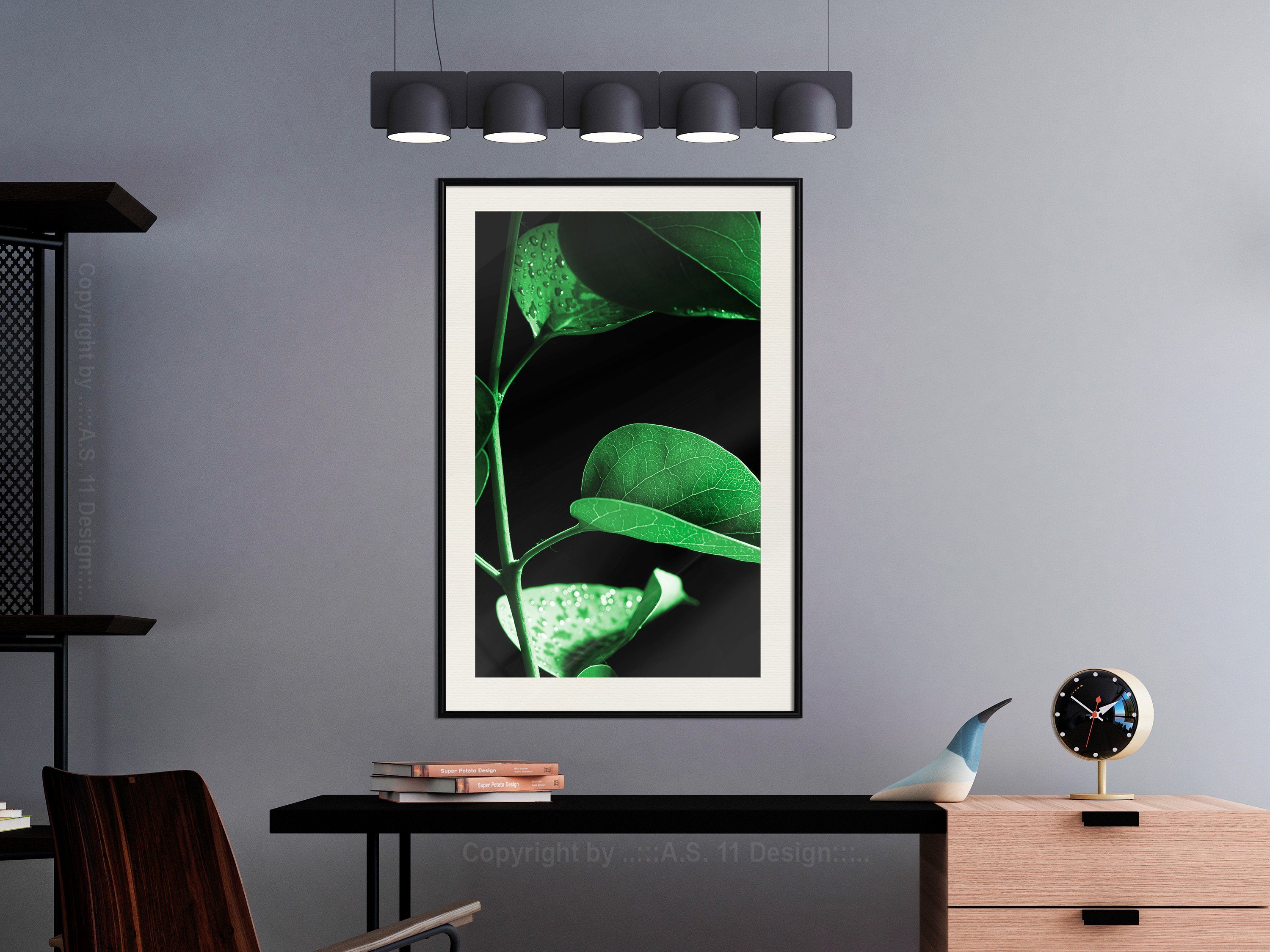 Artgeist Poster Plant in Black []