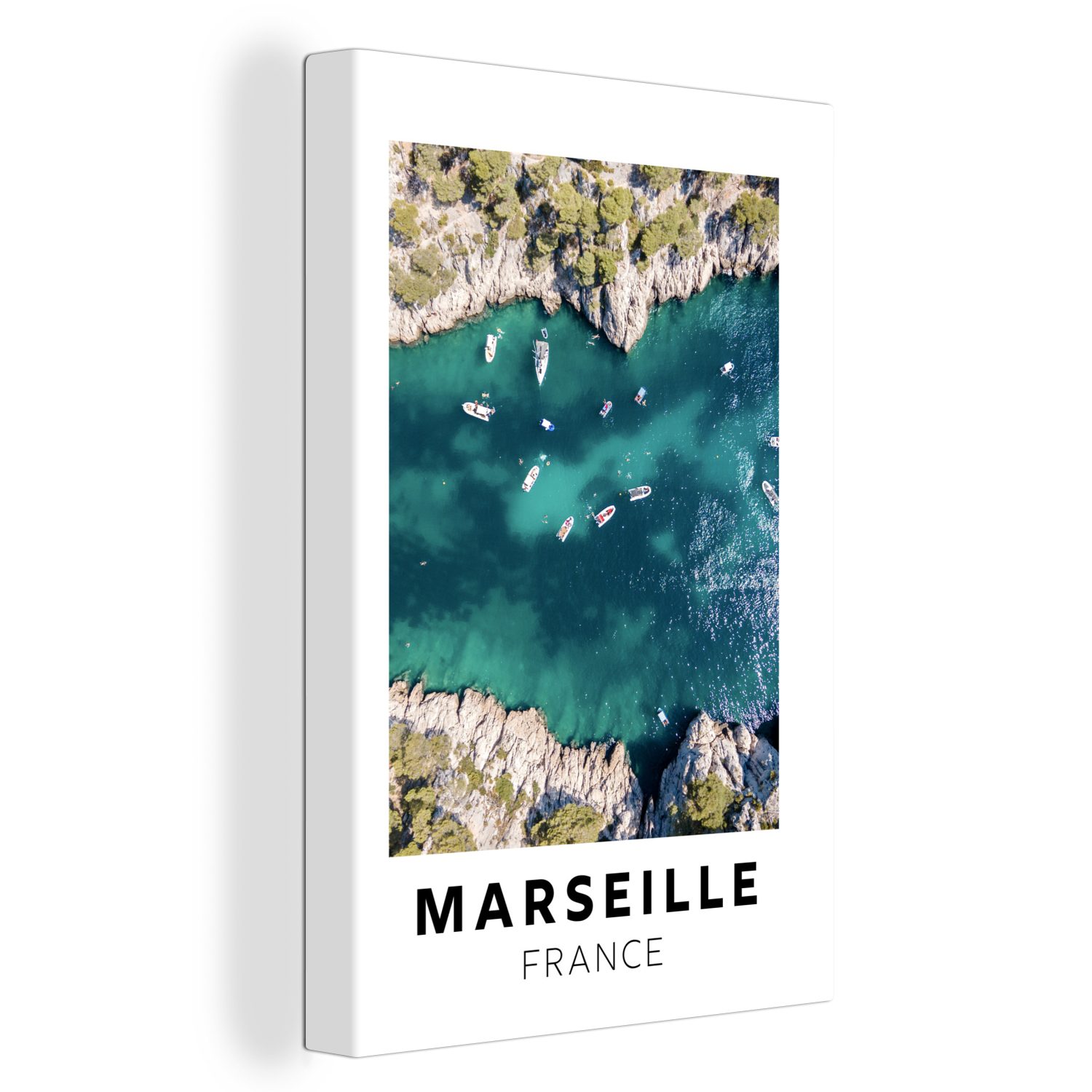 OneMillionCanvasses® Leinwandbild Frankreich - Marseille - Boot, (1 St), Leinwandbild fertig bespannt inkl. Zackenaufhänger, Gemälde, 20x30 cm | Leinwandbilder