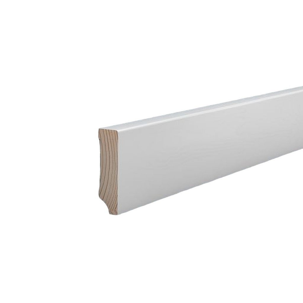 Südbrock Sockelleiste Sockelleiste weiß Holz 16 x 60 mm Kiefer lackiert RAL 9016 Fußleiste, L: 250 cm, H: 6 cm, 1-St.