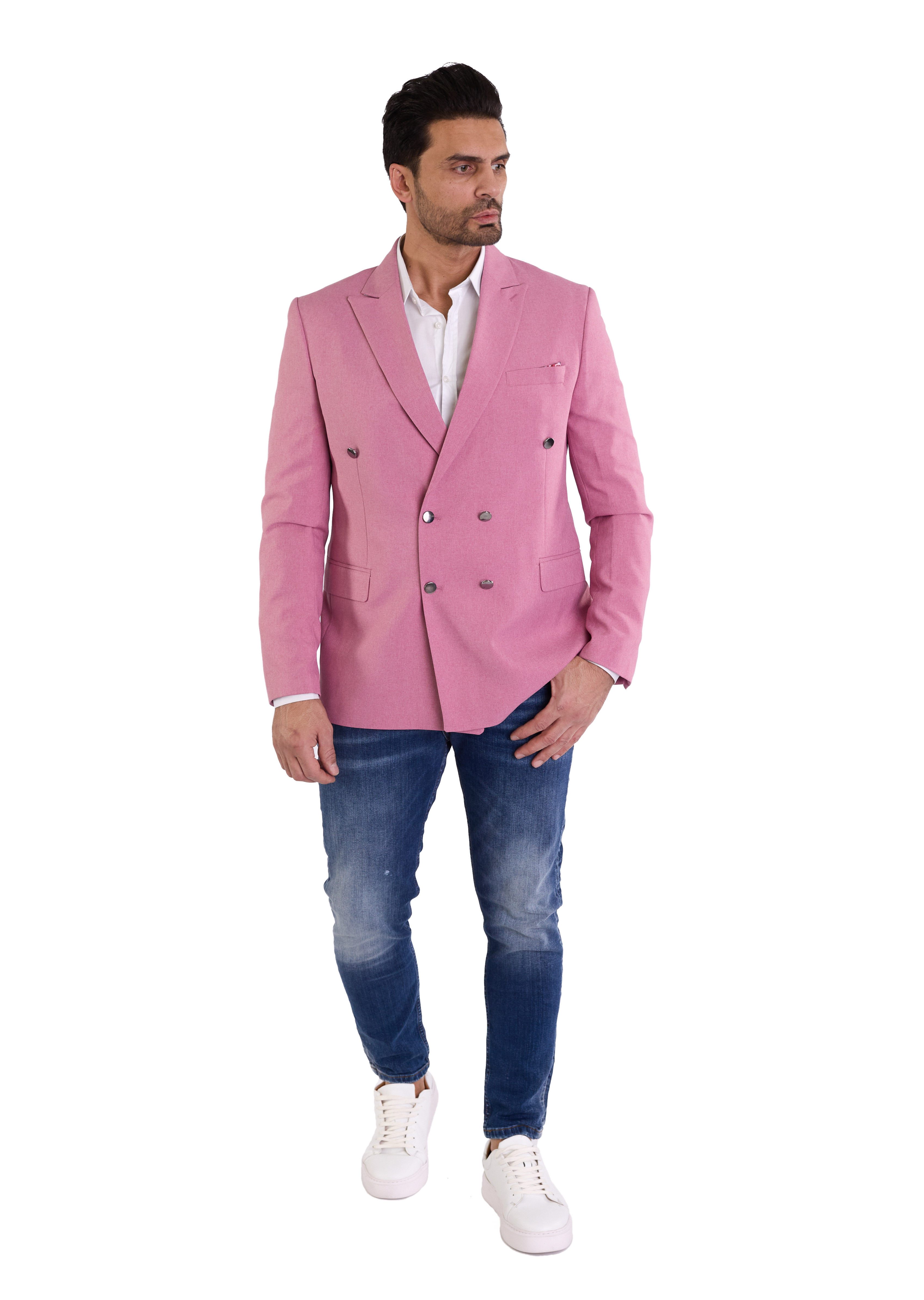 Denim Distriqt Sakko Feiner Herren Zweireiher Sakko in schönen Sommer Farben