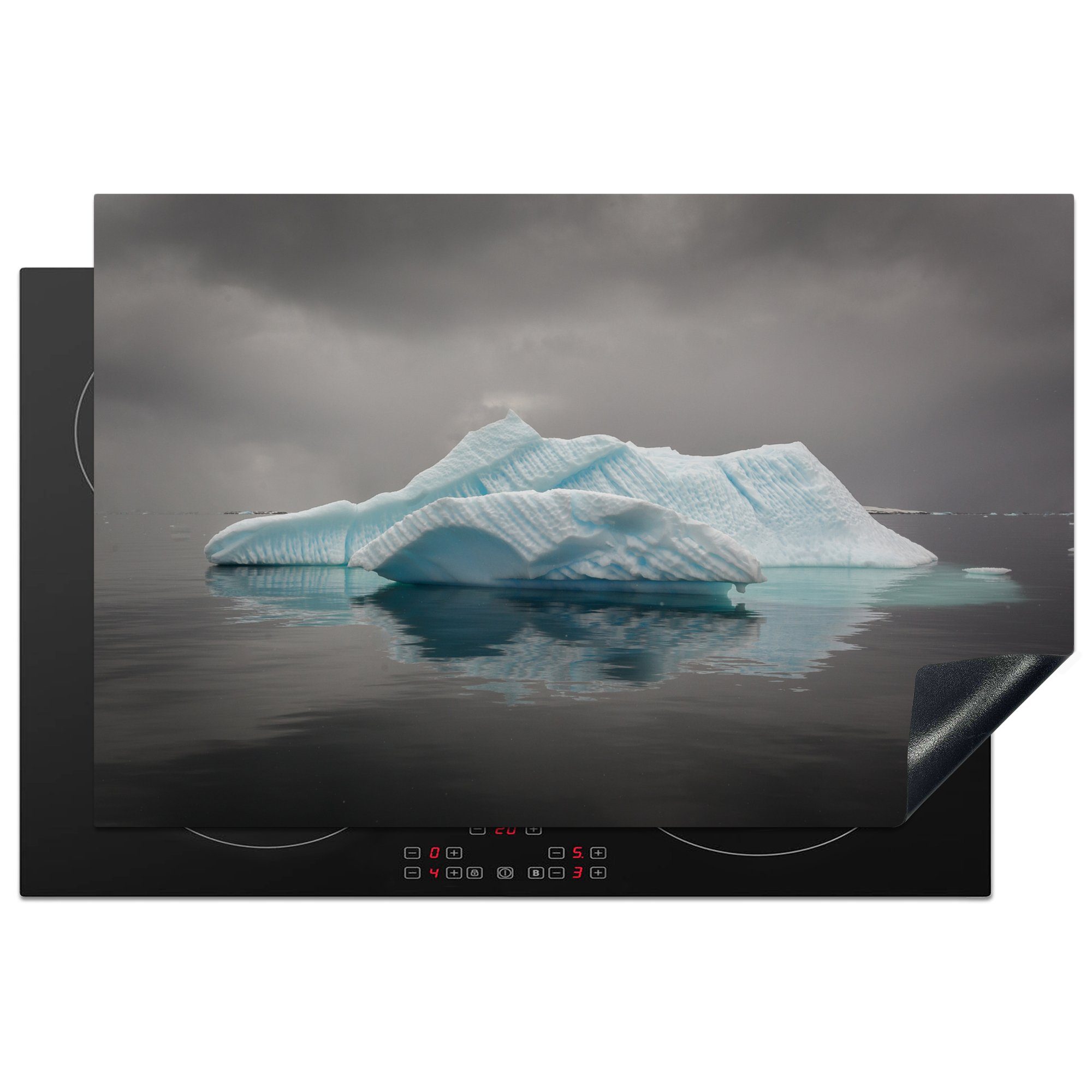 MuchoWow Herdblende-/Abdeckplatte Schwimmender Eisberg im antarktischen Ozean, Vinyl, (1 tlg), 81x52 cm, Induktionskochfeld Schutz für die küche, Ceranfeldabdeckung