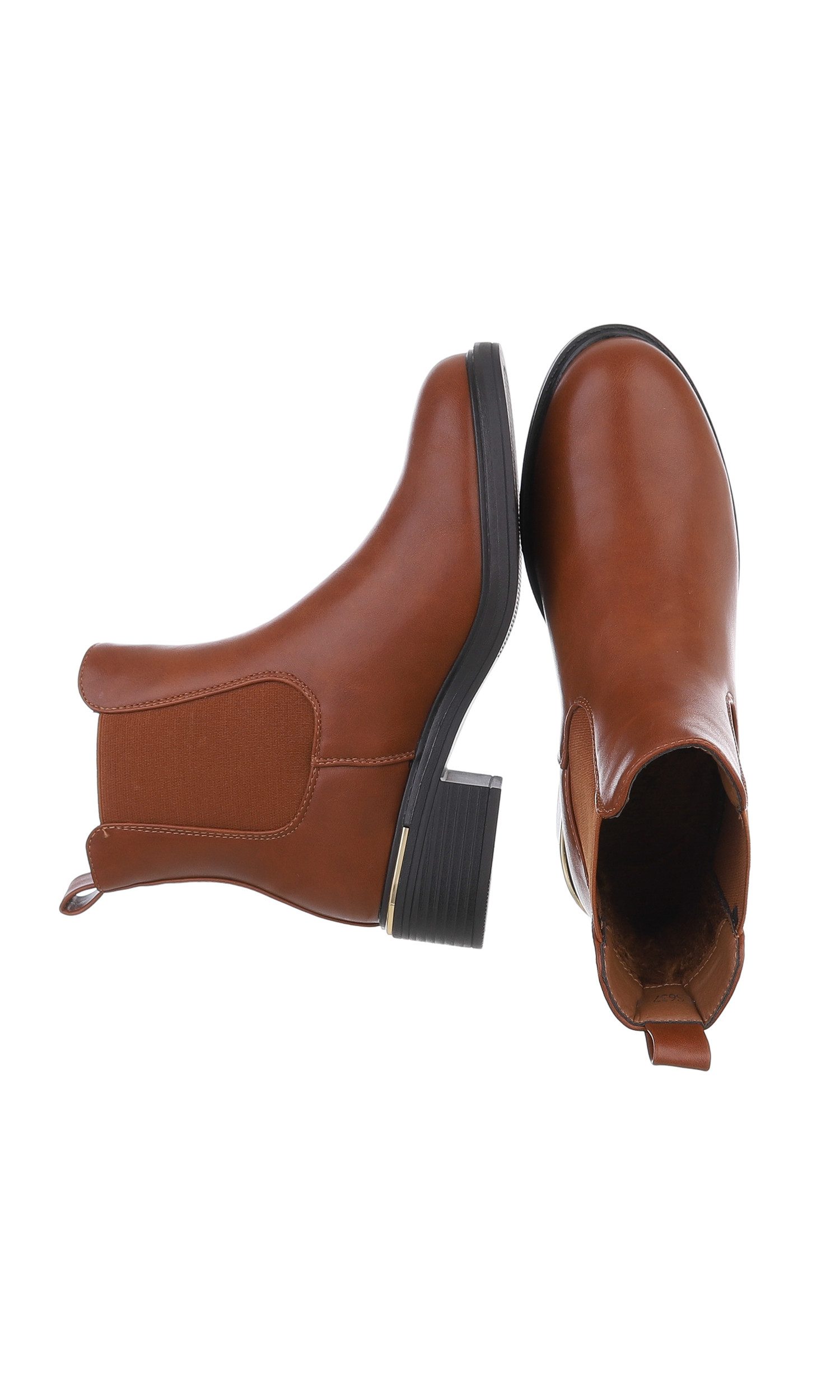 Ital-Design Damen Chelsea Freizeit Chelseaboots (84338008) Blockabsatz Chelsea Boots in Camel