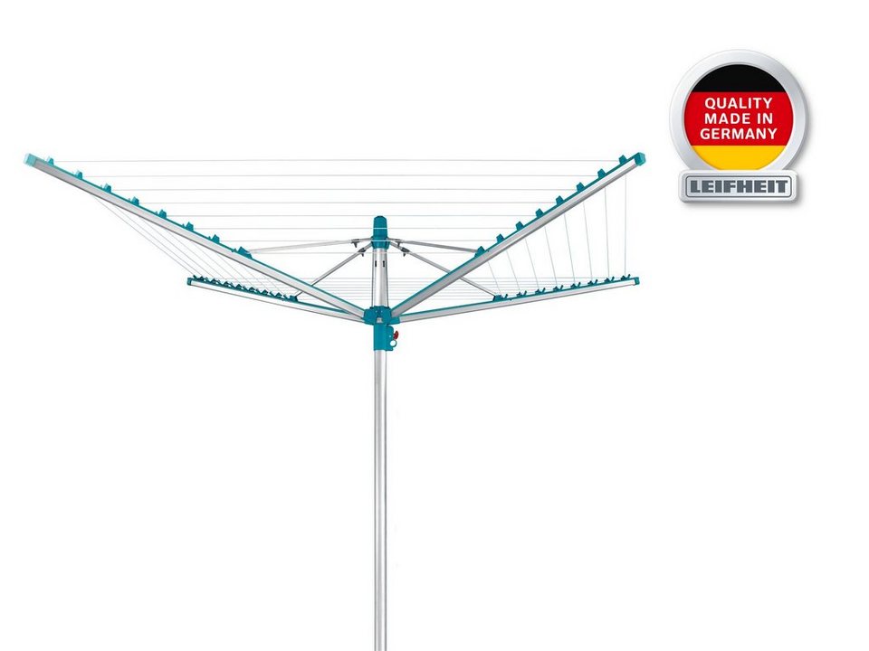 Leifheit Wäschespinne Linomatic 500 Easy, 50 Meter Leinenlänge, Im  geschlossenen Zustand liegen die Leinen schmutzgeschützt in den Tragarmen