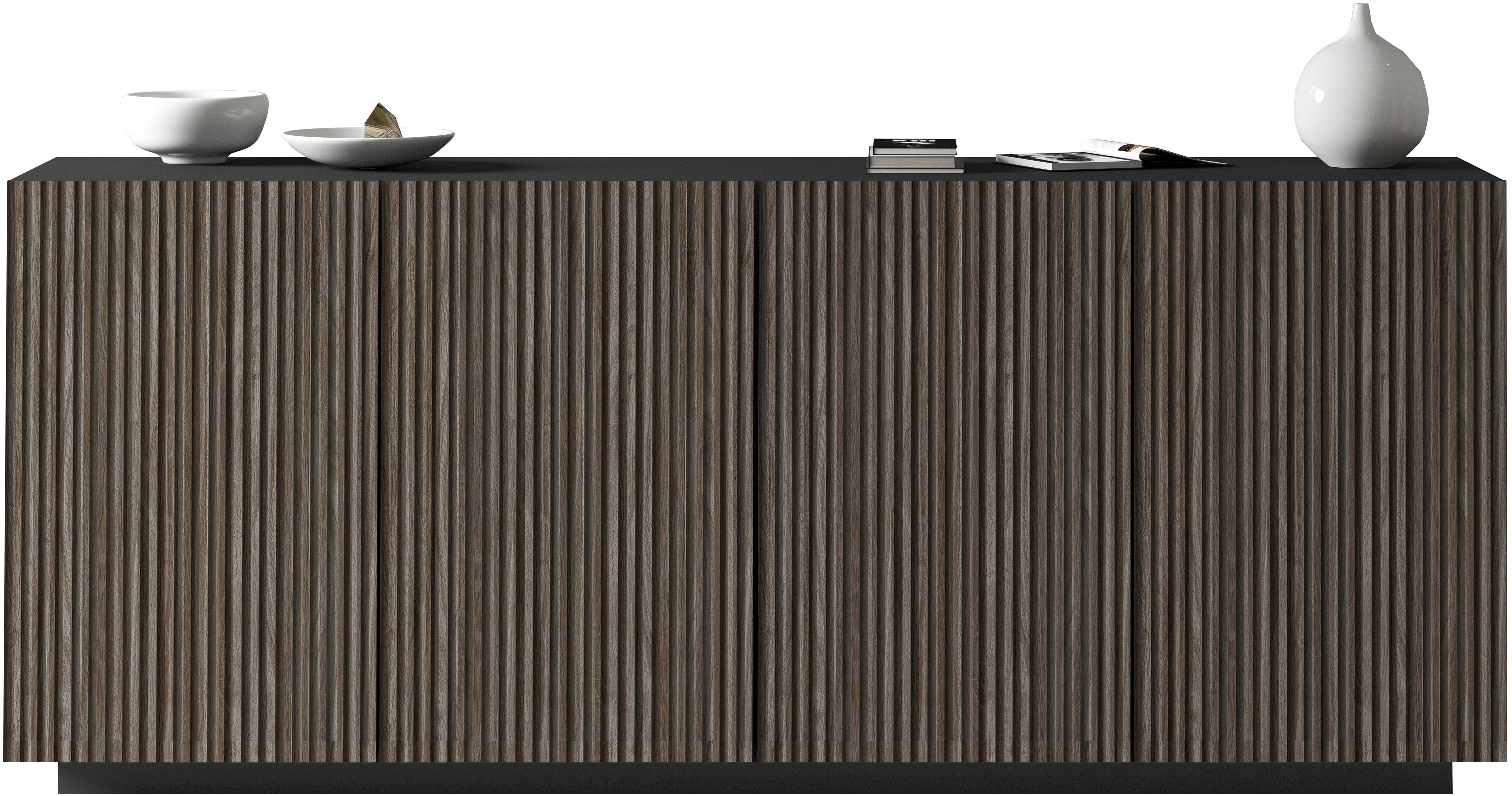 Home affaire Sideboard Vega Sideboard,Kommode,200 cm, mit 4 Türen,Fronten mit Rillen-Optik