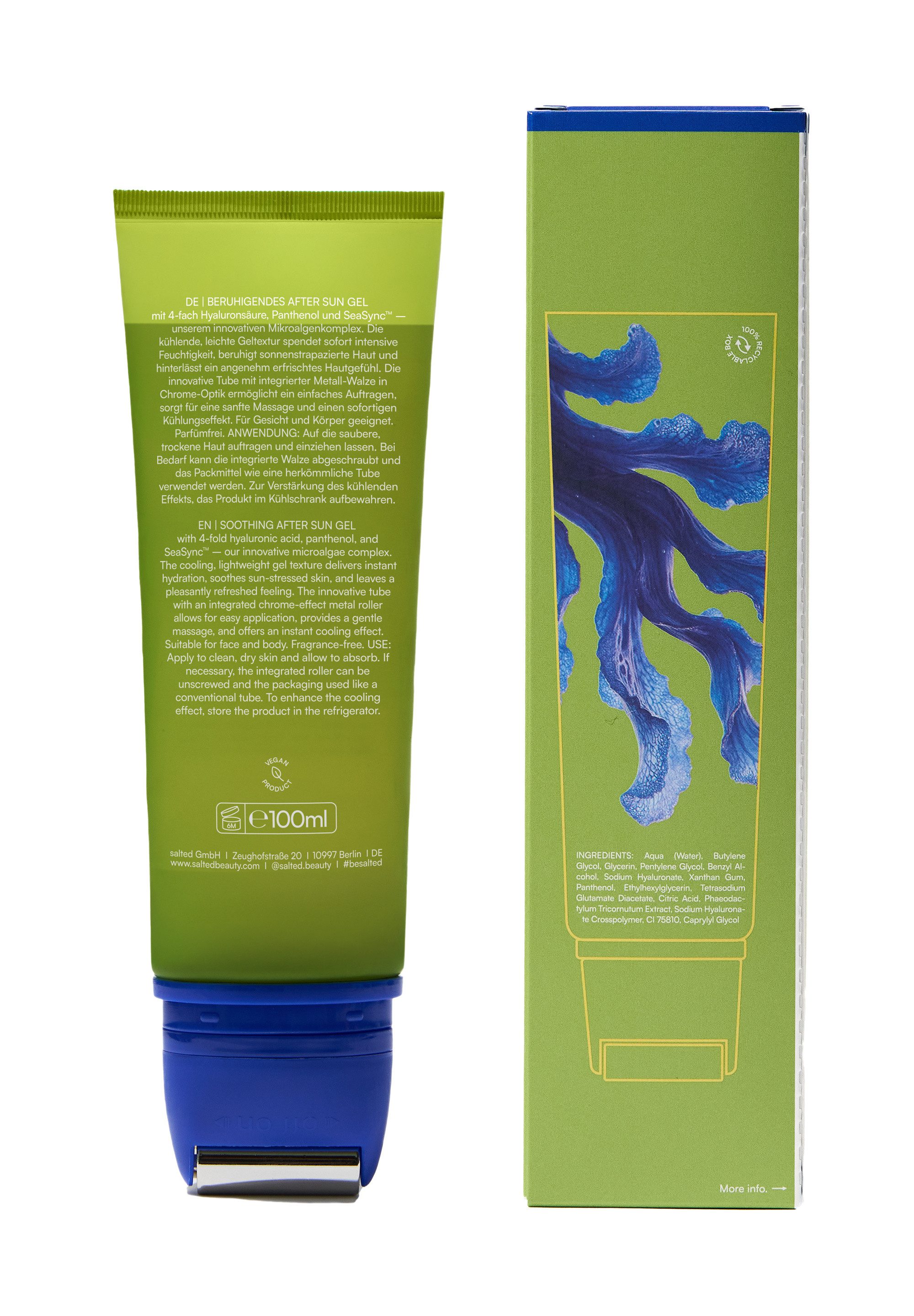 salted. After Sun Beruhigendes After Sun Gel Cooling Chrome, Beruhigendes After Sun Gel mit 4-fach Hyaluronsäure und SeaSync