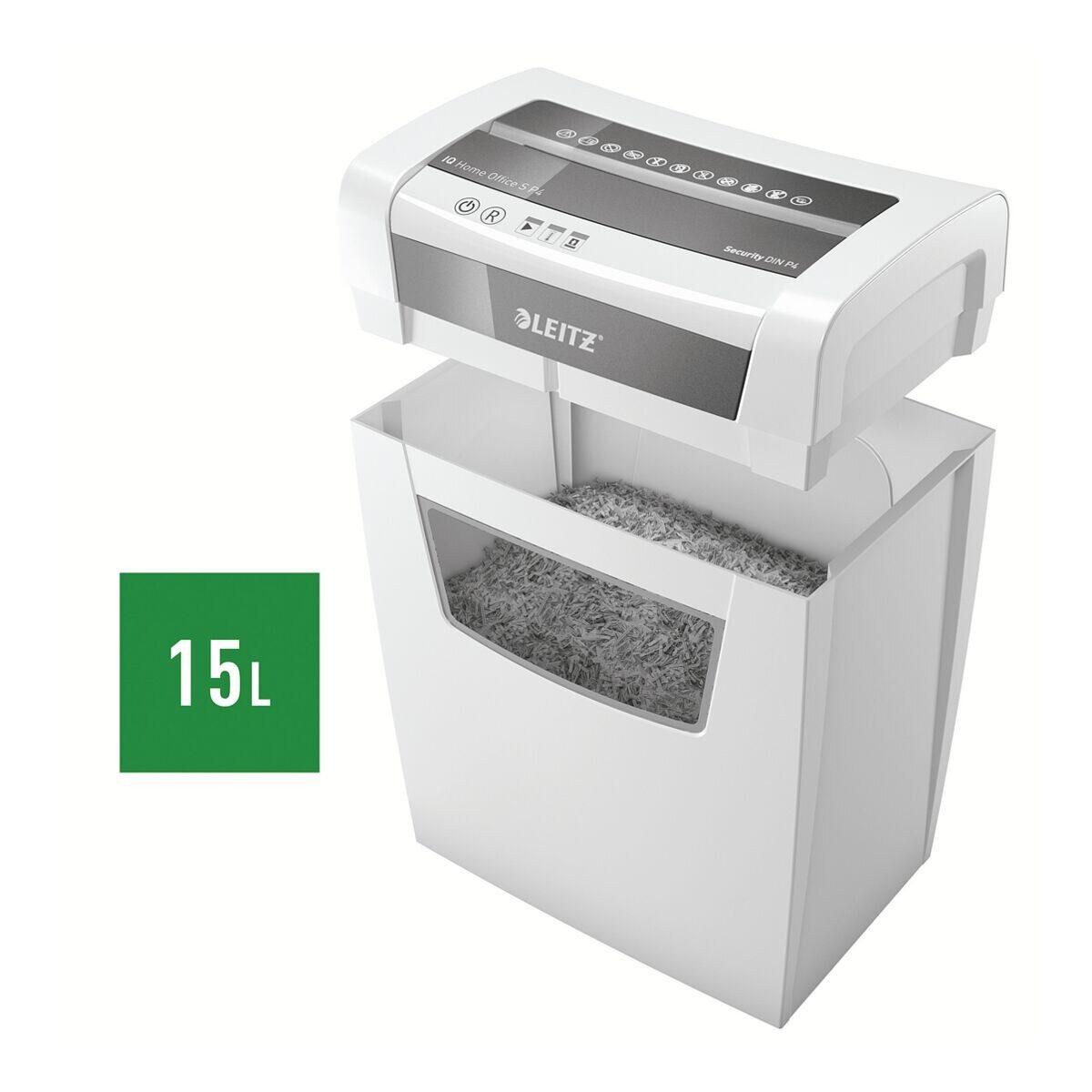 LEITZ Aktenvernichter IQ Home Office S, Partikelschnitt 4x28 mm, bis 8 Blatt, 15 Liter