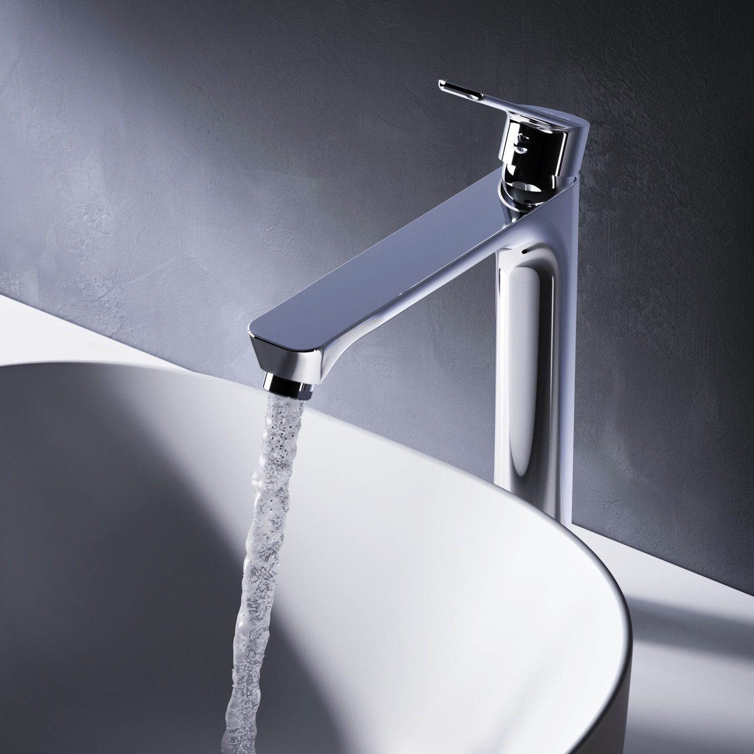 AM.PM Waschtischarmatur Badarmatur Bad Armatur HIT L-Größe Wasserhahn Waschbeckenarmatur (Waschbecken- & Waschtisch- Mischarmatur, Mischbatterie inkl. 2 x G 3/8-Anschluss) Einhebelmischer mit Hohem Auslauf