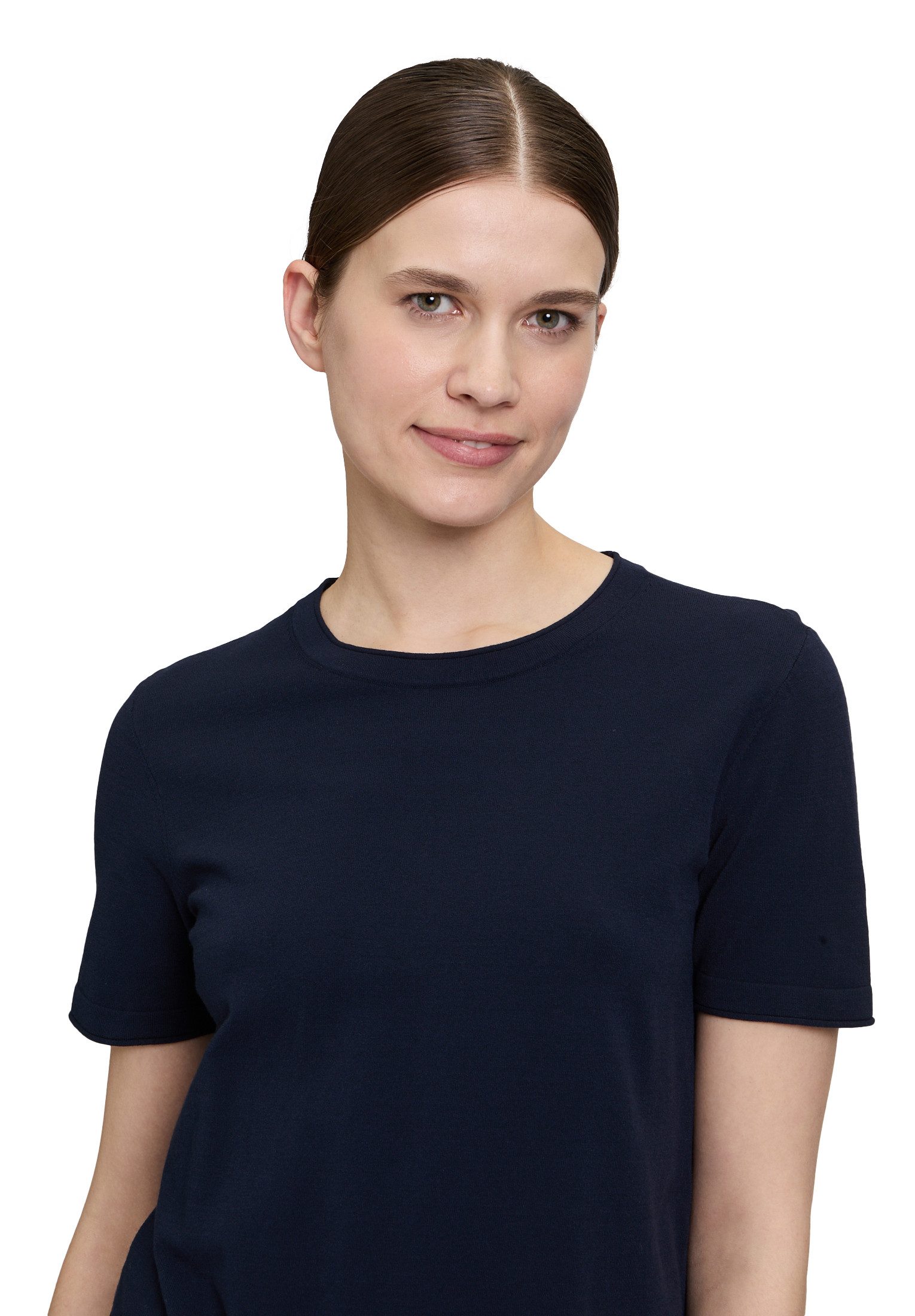 Vera Mont Kurzarmshirt Damen mit Rundhalsausschnitt (1-tlg) Struktur
