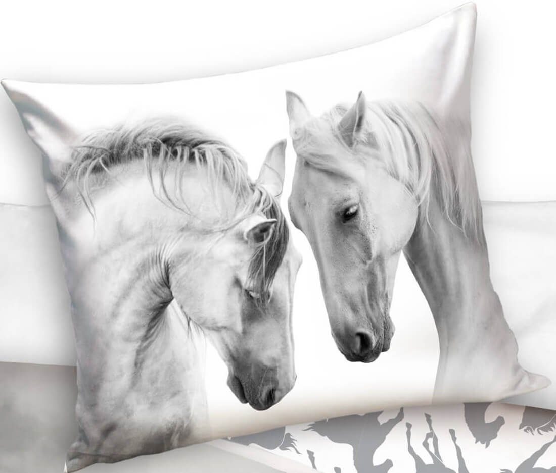 Carbotex Bettwäsche Weiße Wildpferde - Bettwäsche-Set mit Pferde-motiv, 135 günstig online kaufen