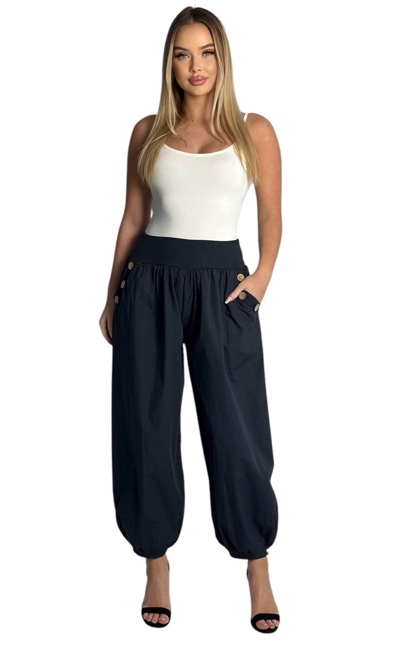 Mississhop Haremshose Damen Baumwolle Aladinhose Unifarbe Hose Sommerhose M.297 – Bild 3 von 5