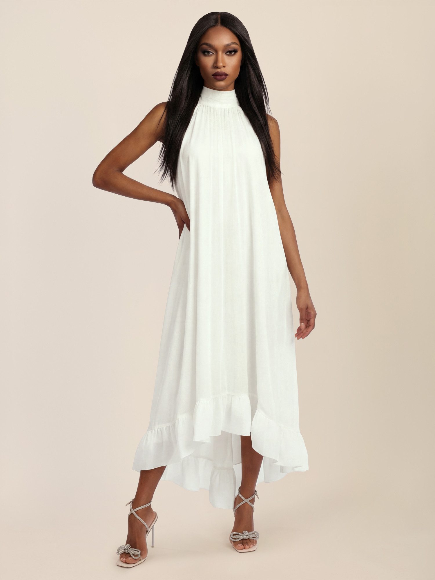 Apart Chiffonkleid mit Volantsaum