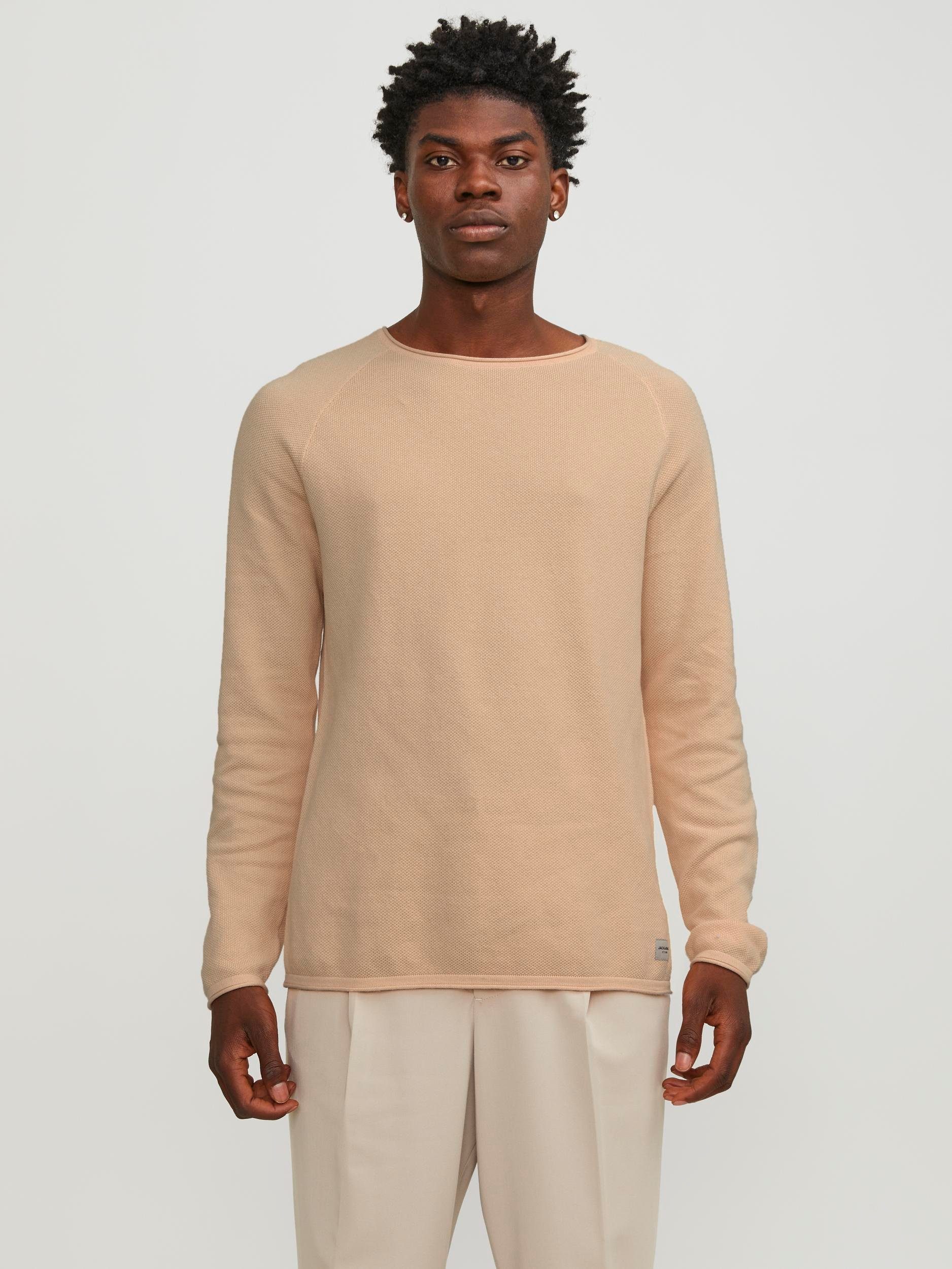 Jack & Jones Rundhalspullover JJEHILL KNIT CREW NECK NOOS apricot ice